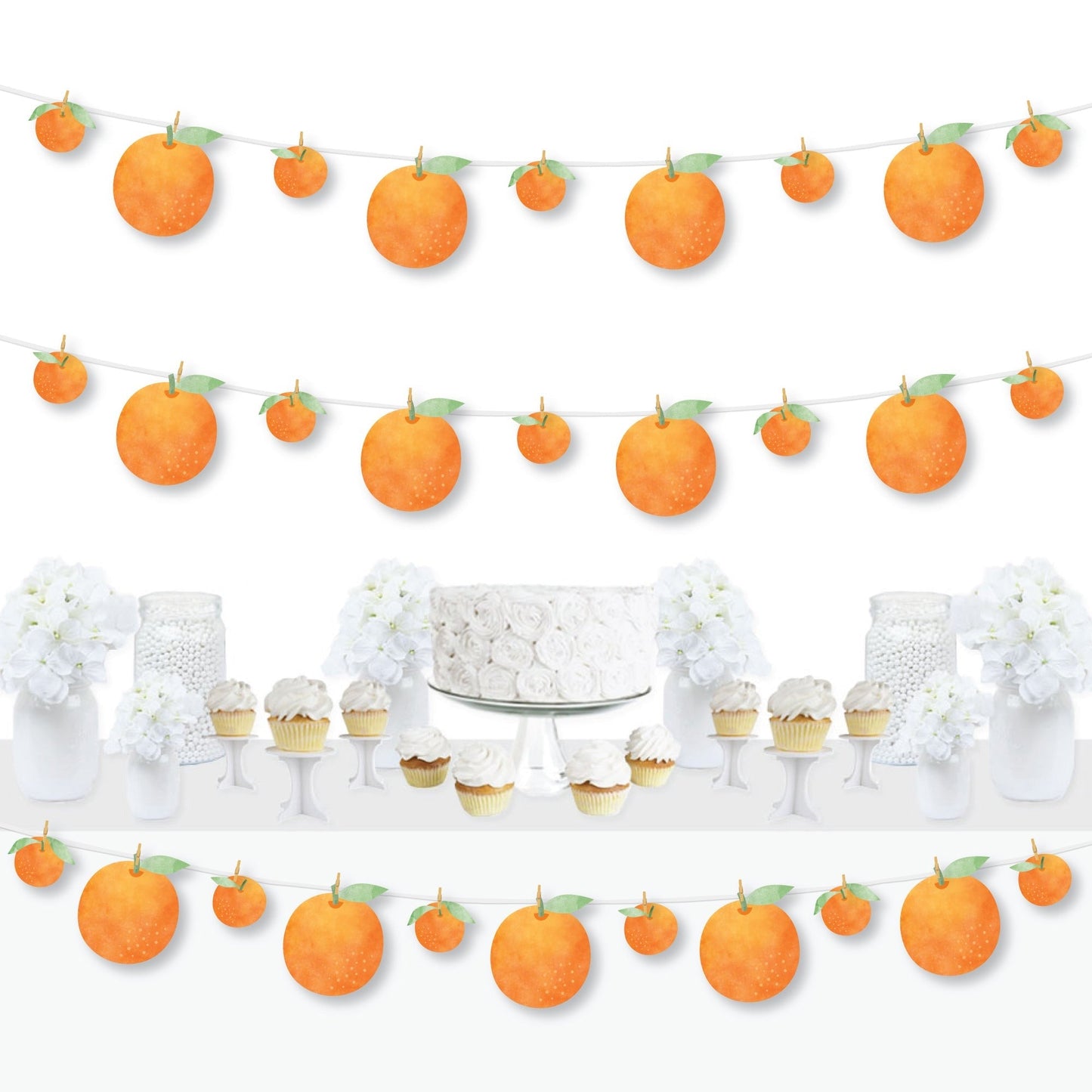 Little Clementine - Orange Citrus Baby Shower or Birthday Party DIY Decorations - Clothespin Garland Banner - 44 Pieces