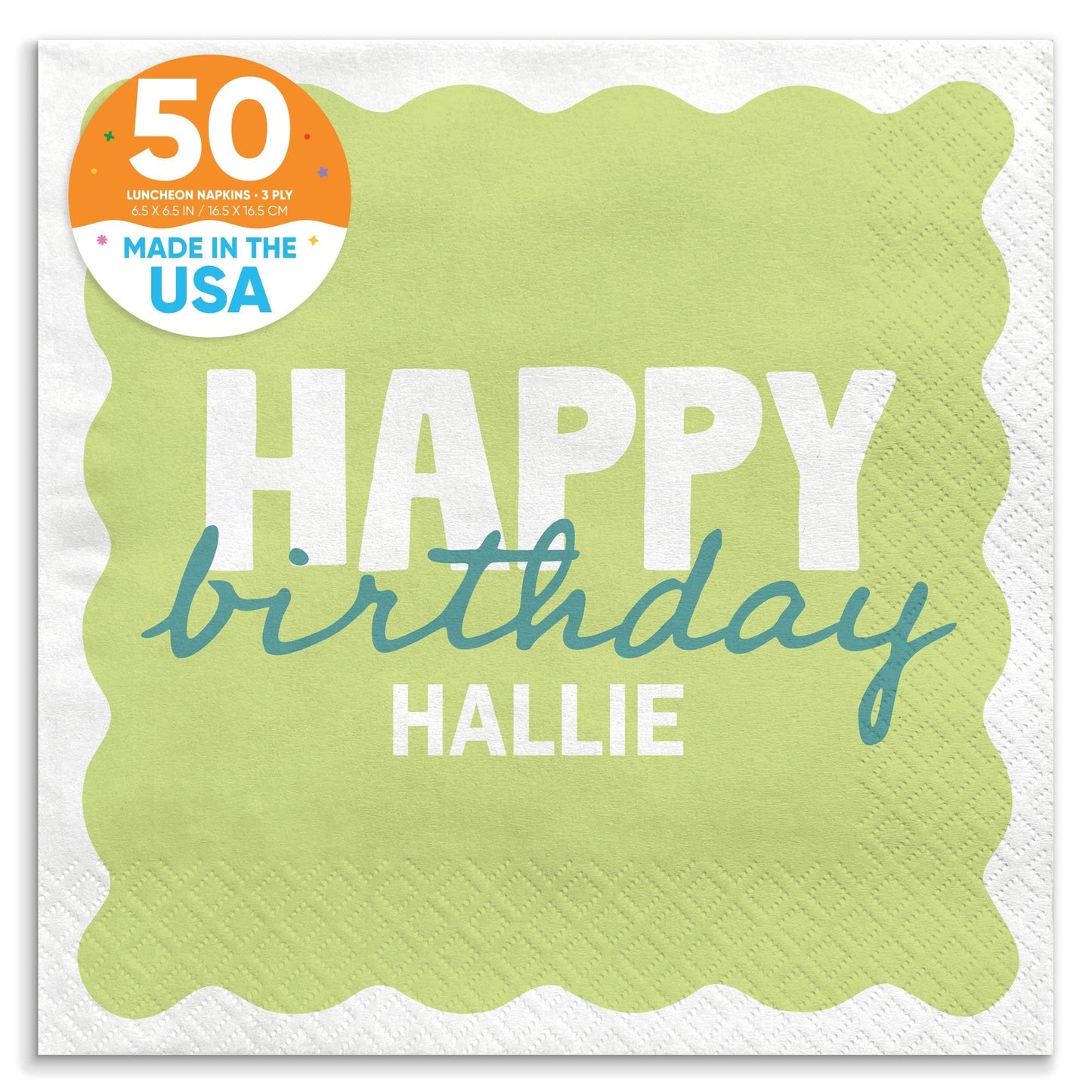 Custom Text Napkins - Wavy Birthday