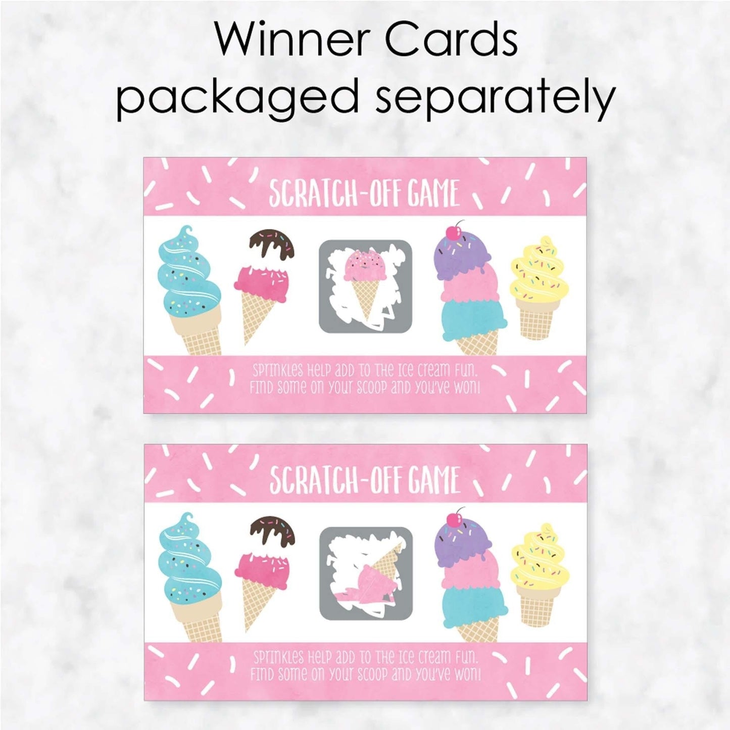 Scoop Up The Fun - Ice Cream - Sprinkles Party Game Scratch Off Cards - 22 ct