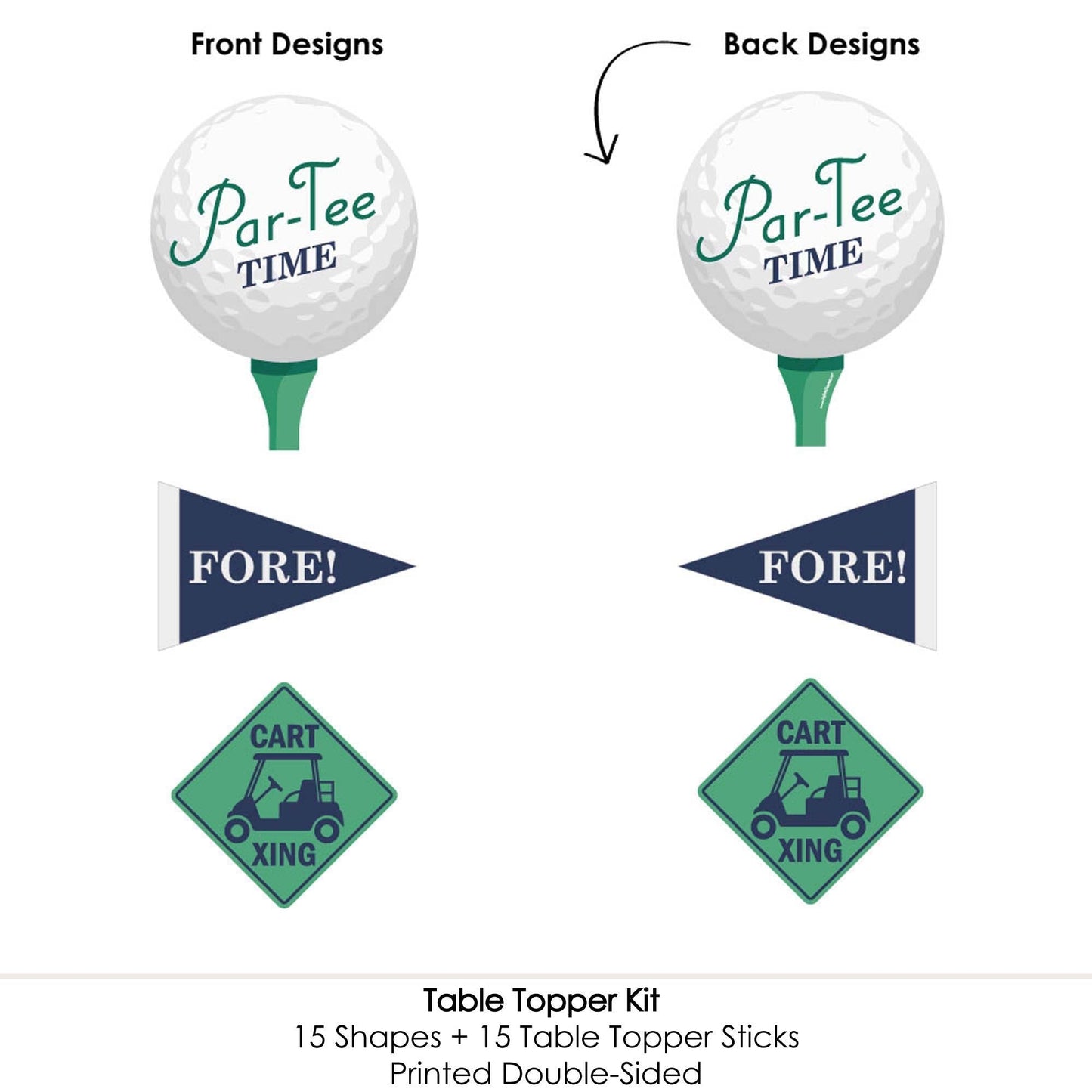 Par-Tee Time - Golf - Birthday or Retirement Party Centerpiece Sticks - Table Toppers - Set of 15