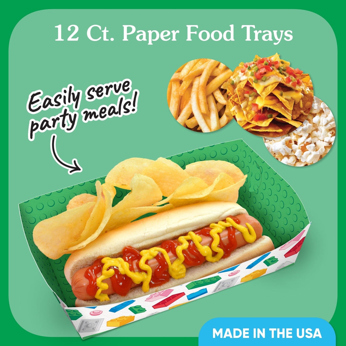 Building Blocks Party Paper Food Trays - 12 Ct
