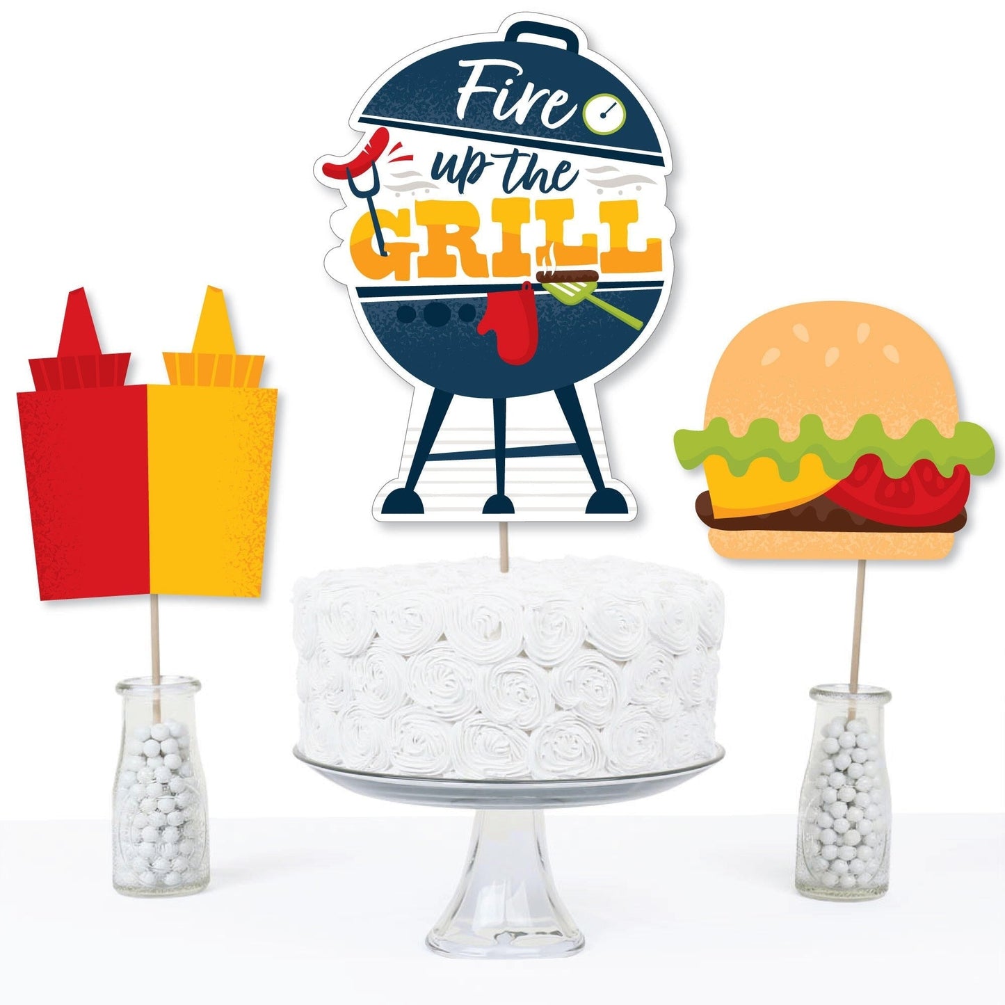Fire Up the Grill - Summer BBQ Picnic Party Centerpiece Sticks - Table Toppers - Set of 15