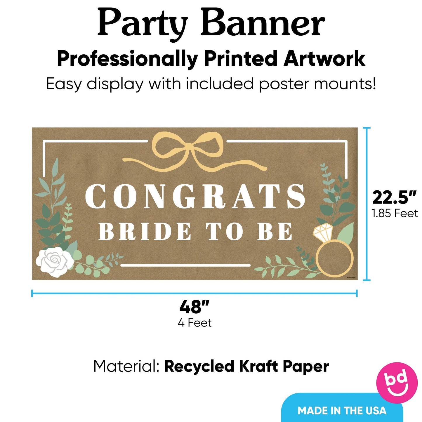 Boho Botanical Bride Kraft Banner