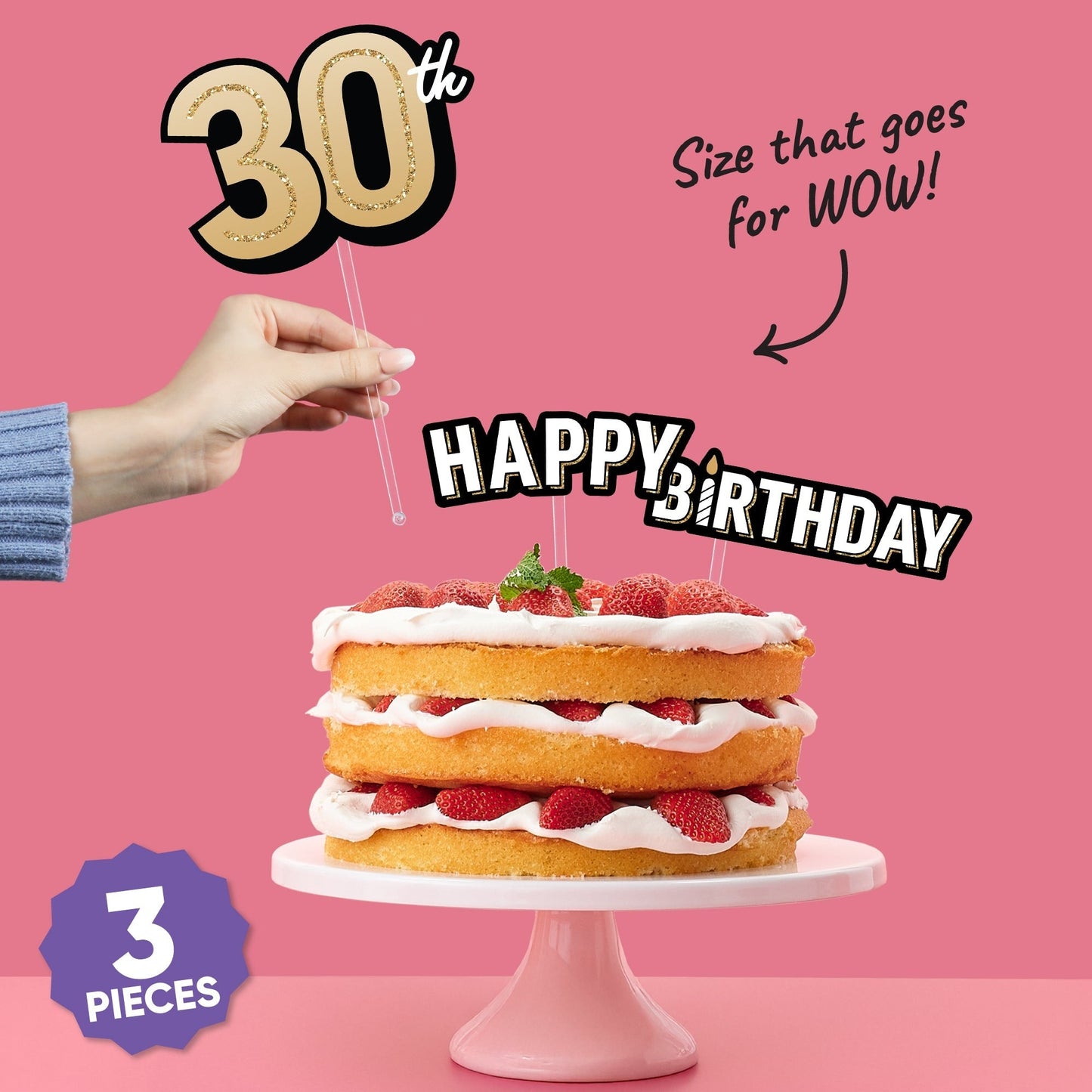 30th Birthday Cake Topper - 3 Pc