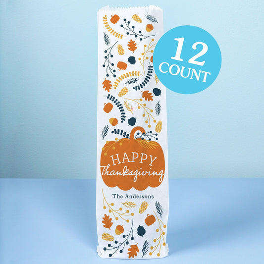 Custom Text Wine Bags - Happy Thanksgiving