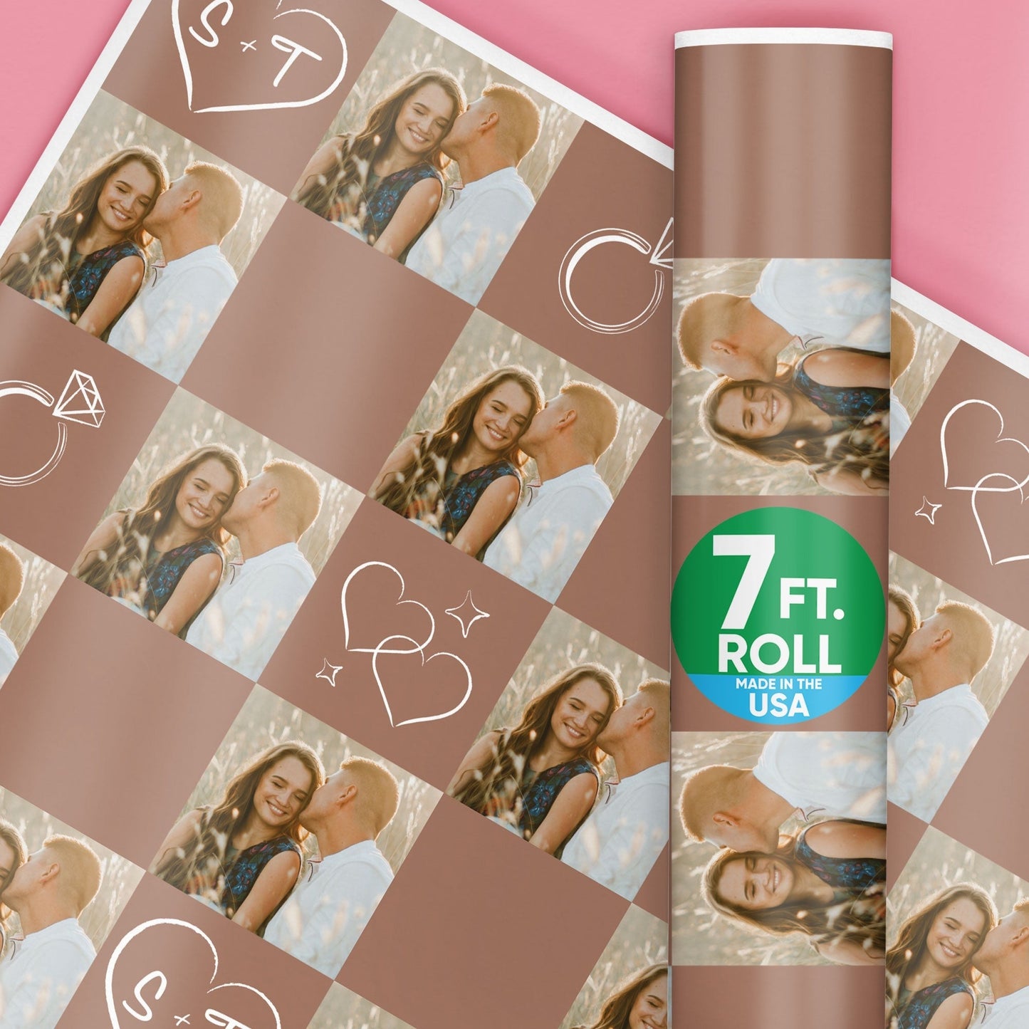 Custom Photo Wrapping Paper - Mocha Brown Wedding Rings