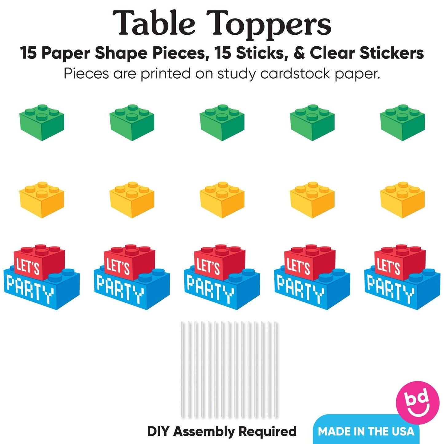 Building Blocks Table Toppers - 15 Ct
