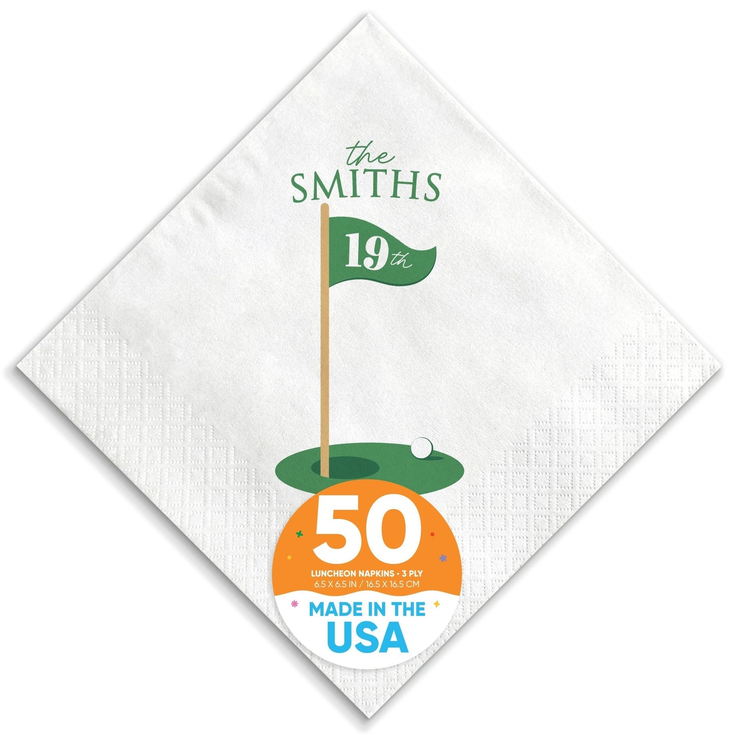 Custom Text - Golf Napkins - 50 Ct