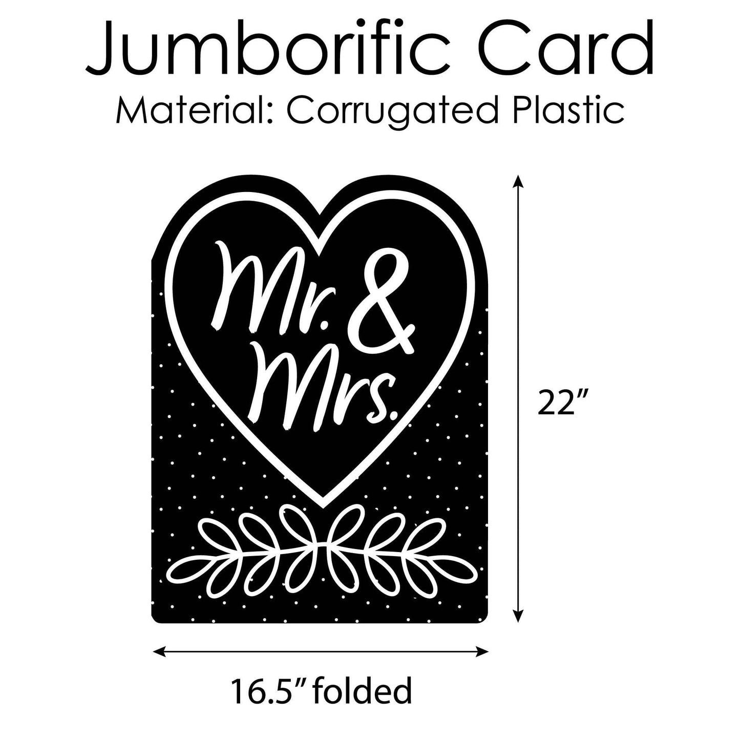 Mr. and Mrs. - Black and White Wedding Congratulations Giant Greeting Card - Big Shaped Jumborific Card - 16.5 x 22 inches