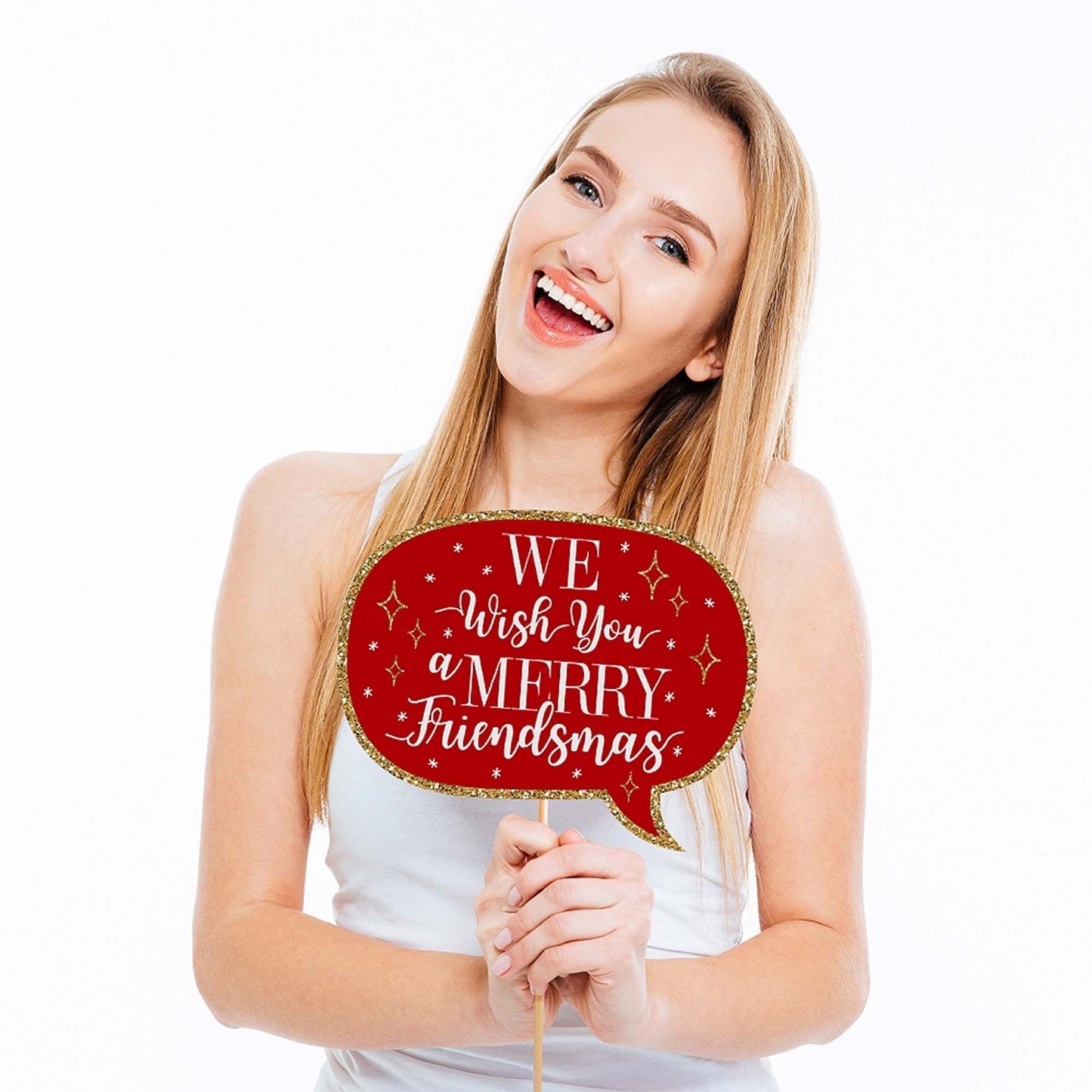 Red and Gold Friendsmas - Friends Christmas Party Photo Booth Props Kit - 20 Count