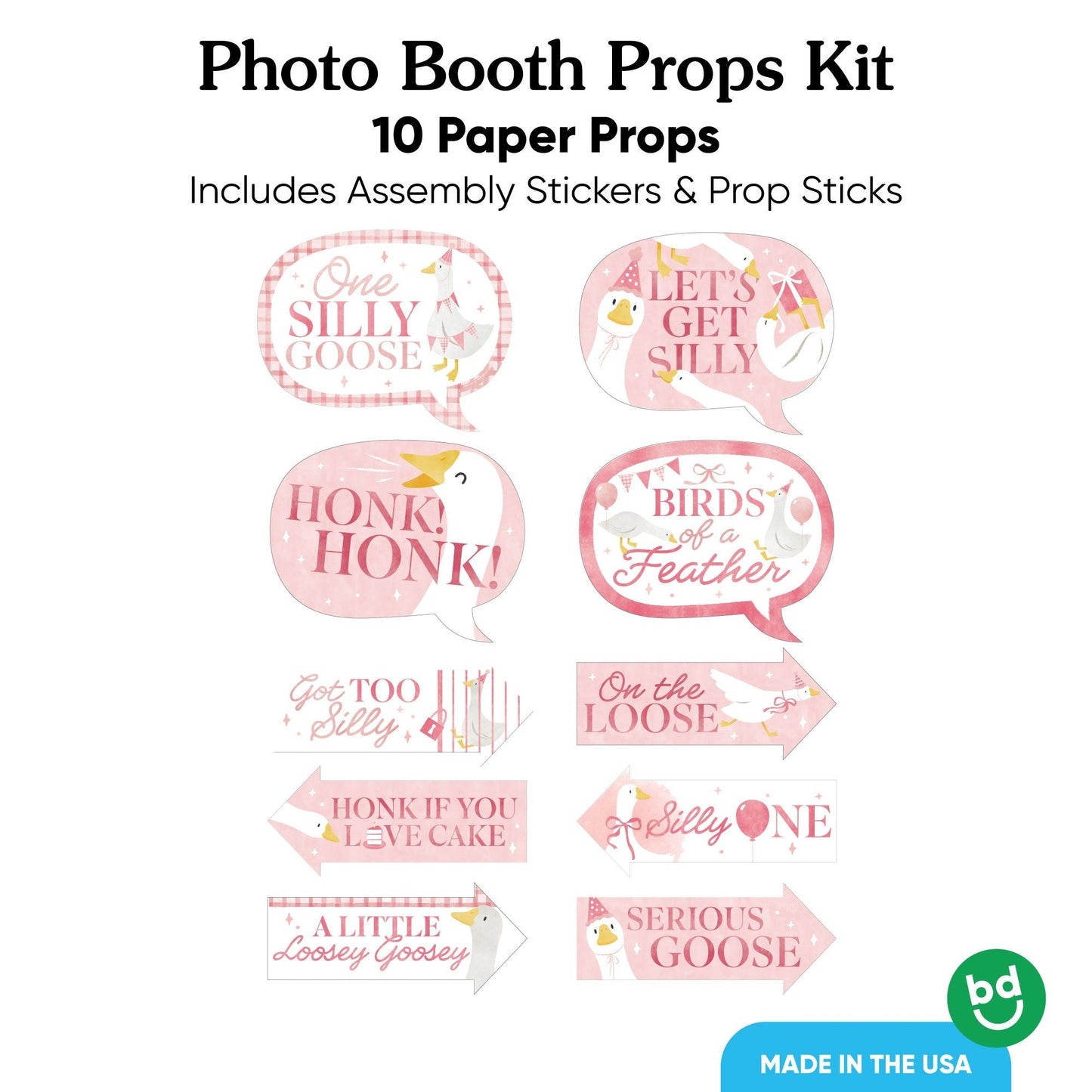 One Silly Goose Pink Funny Photo Props - 10 Ct