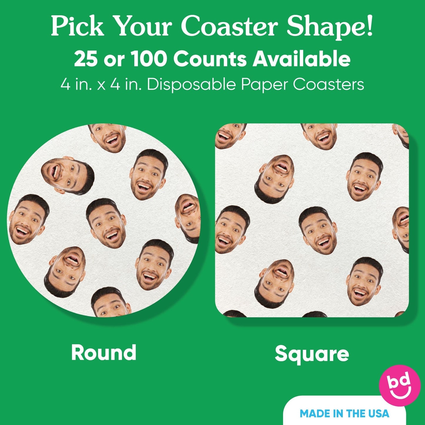 Custom Face Coasters - Pattern