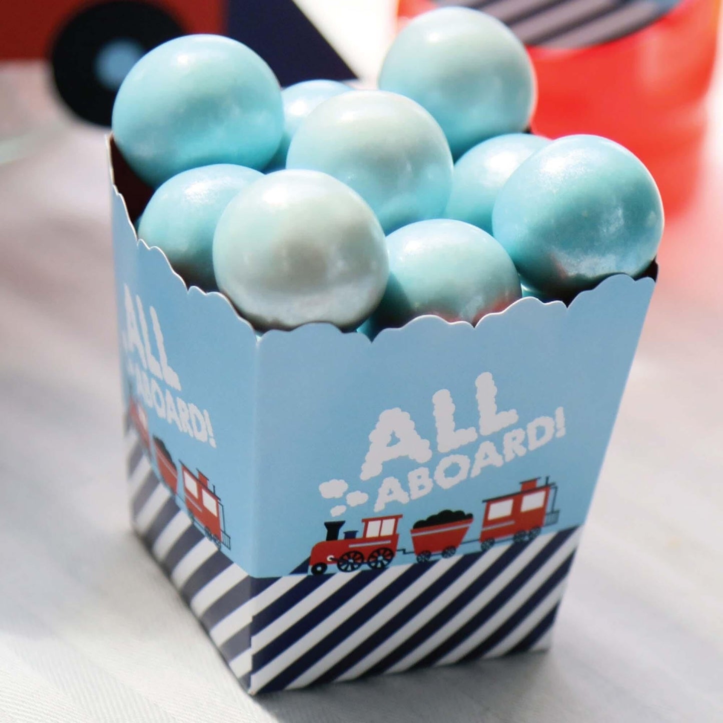 Railroad Party Crossing - Party Mini Favor Boxes - Steam Train Birthday Party or Baby Shower Treat Candy Boxes - Set of 12