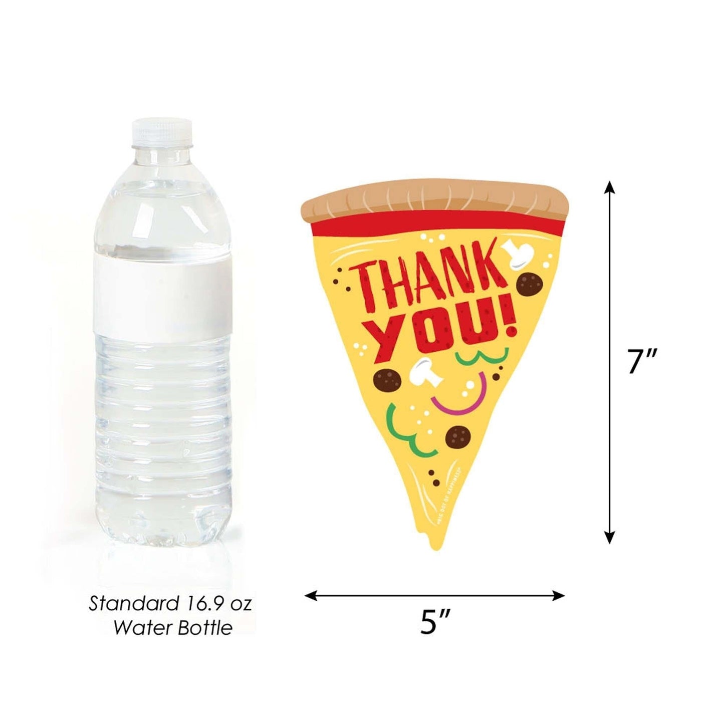 Pizza Party Time - Shaped Thank You Cards - Baby Shower or Birthday Party Thank You Note Cards with Envelopes - Set of 12