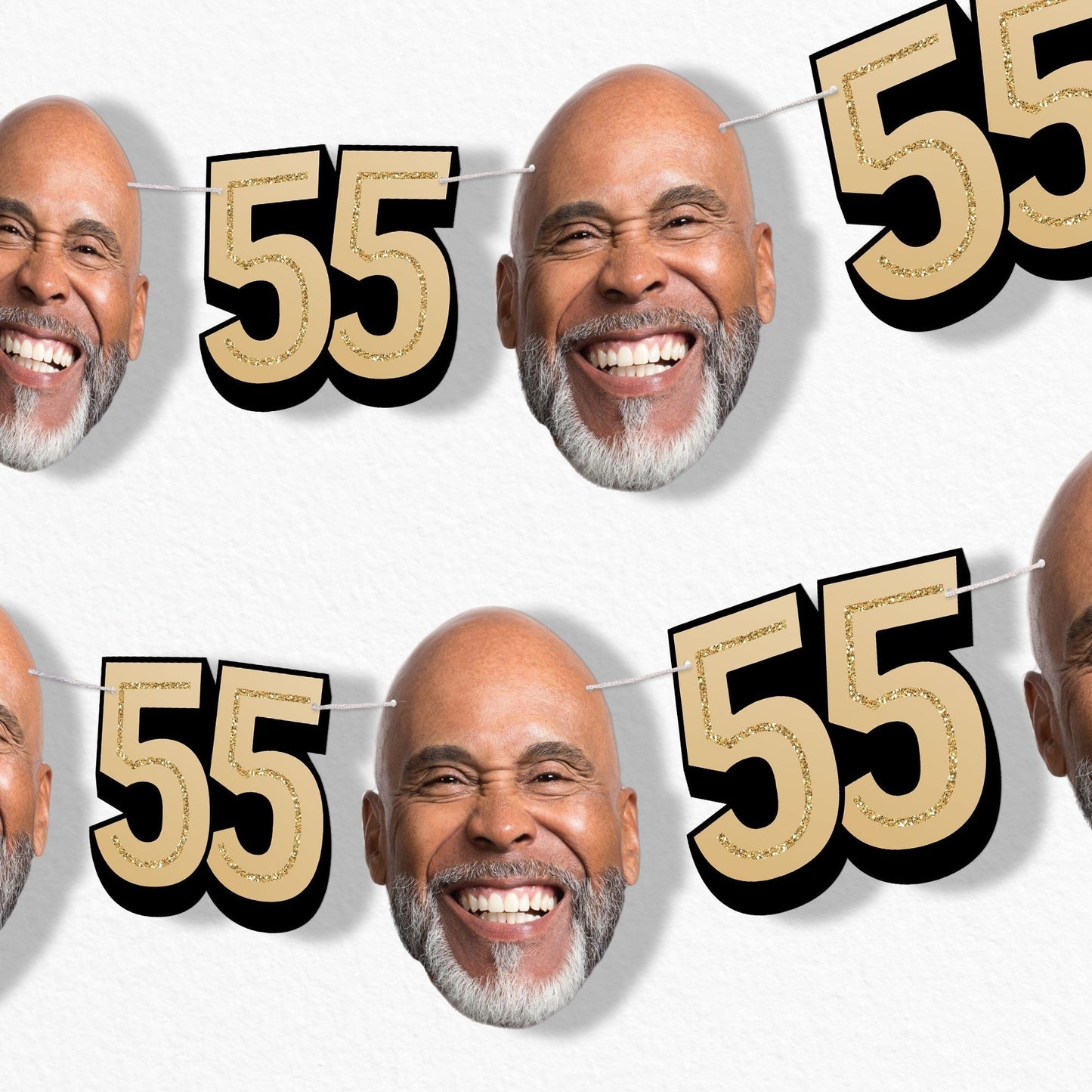Custom Face 55th Birthday Garland Banner