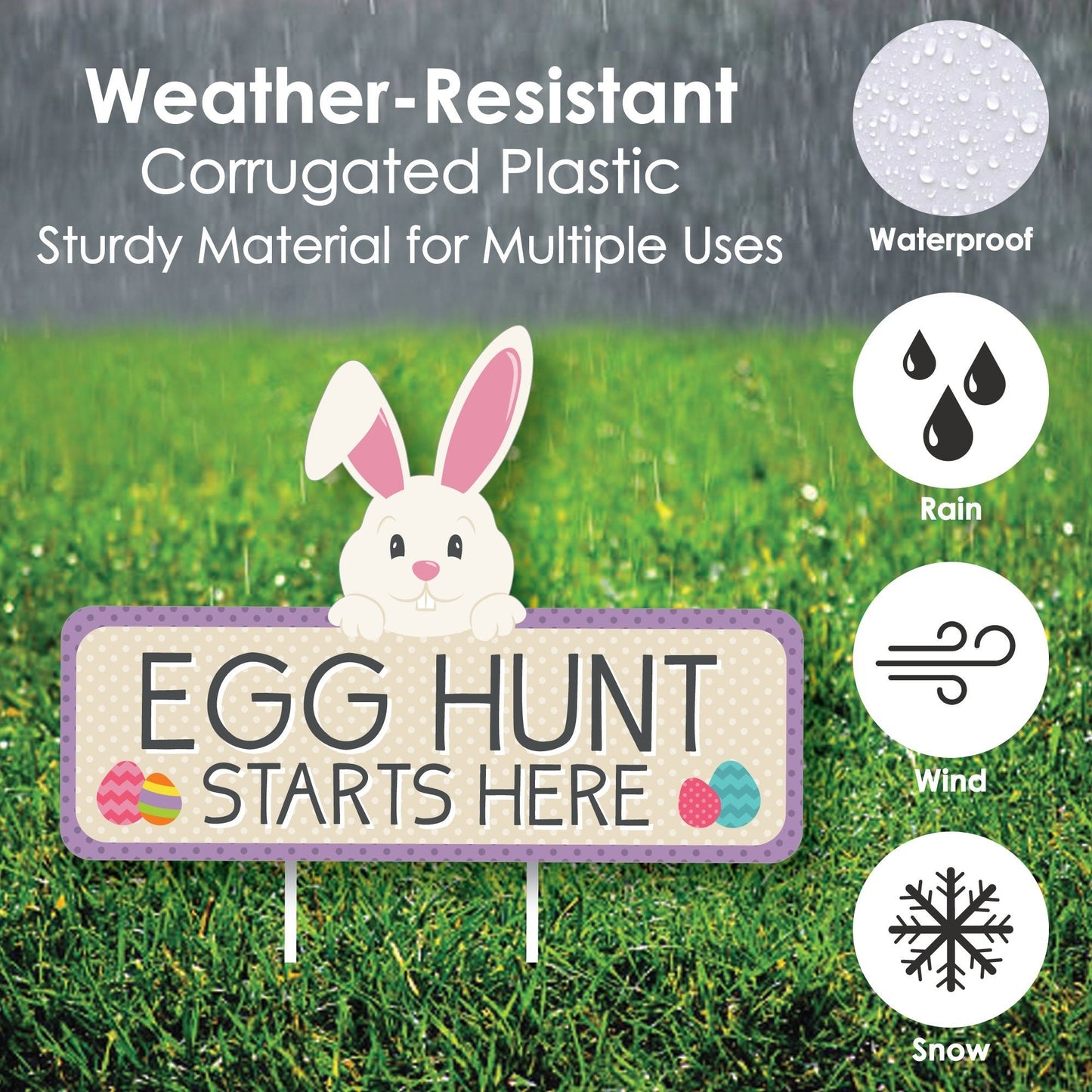 Easter Egg Hunt Arrow Yard Signs - Outdoor Easter Bunny Yard Decorations - 10 Piece