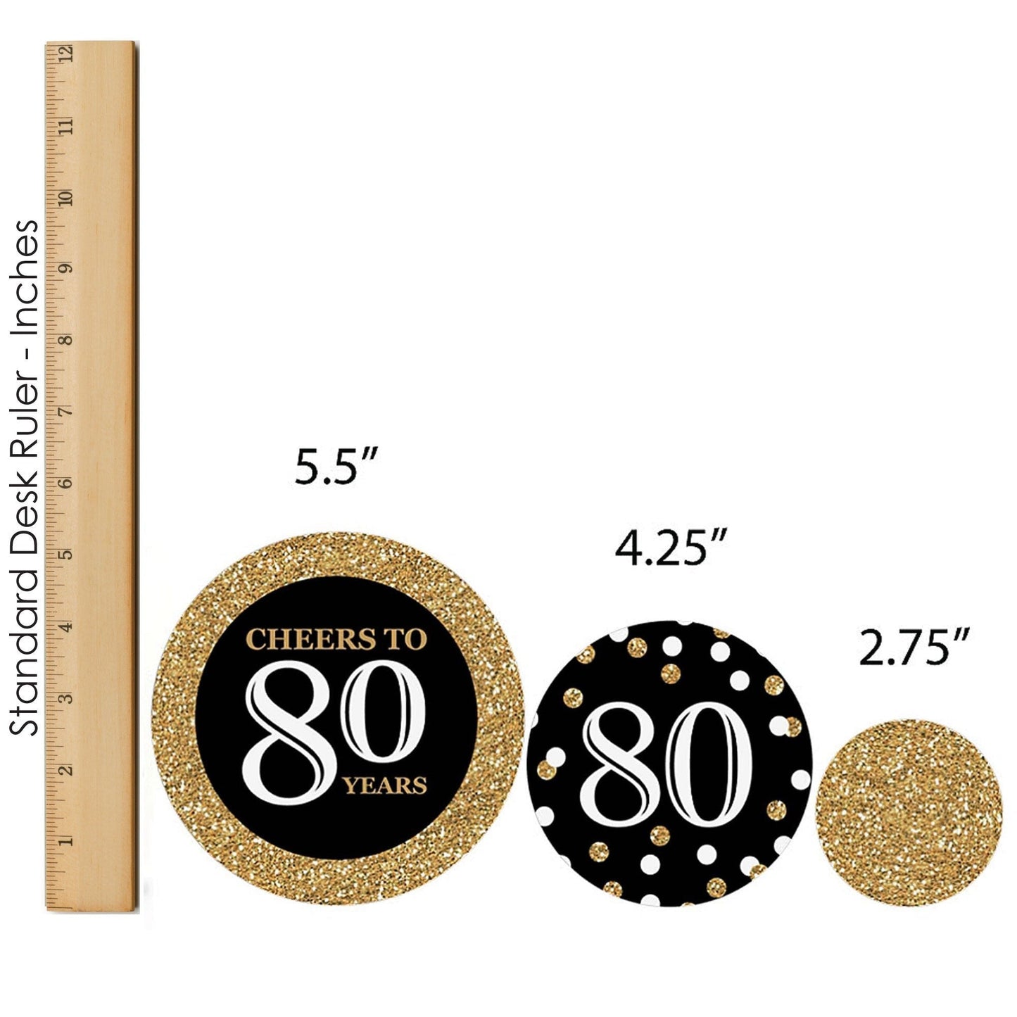 Adult 80th Birthday - Gold - Birthday Party Decor and Confetti - Terrific Table Centerpiece Kit - Set of 30