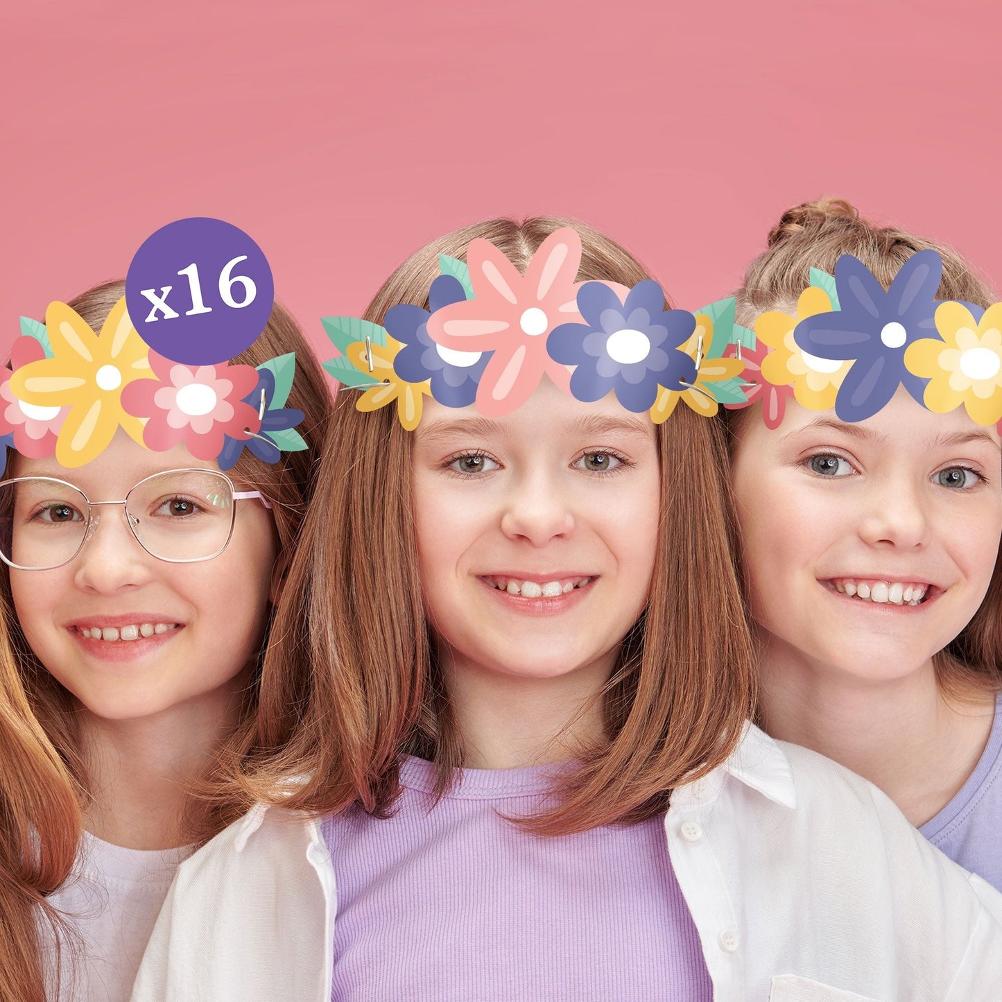 Paper Flower Crown Headbands - 16 Ct