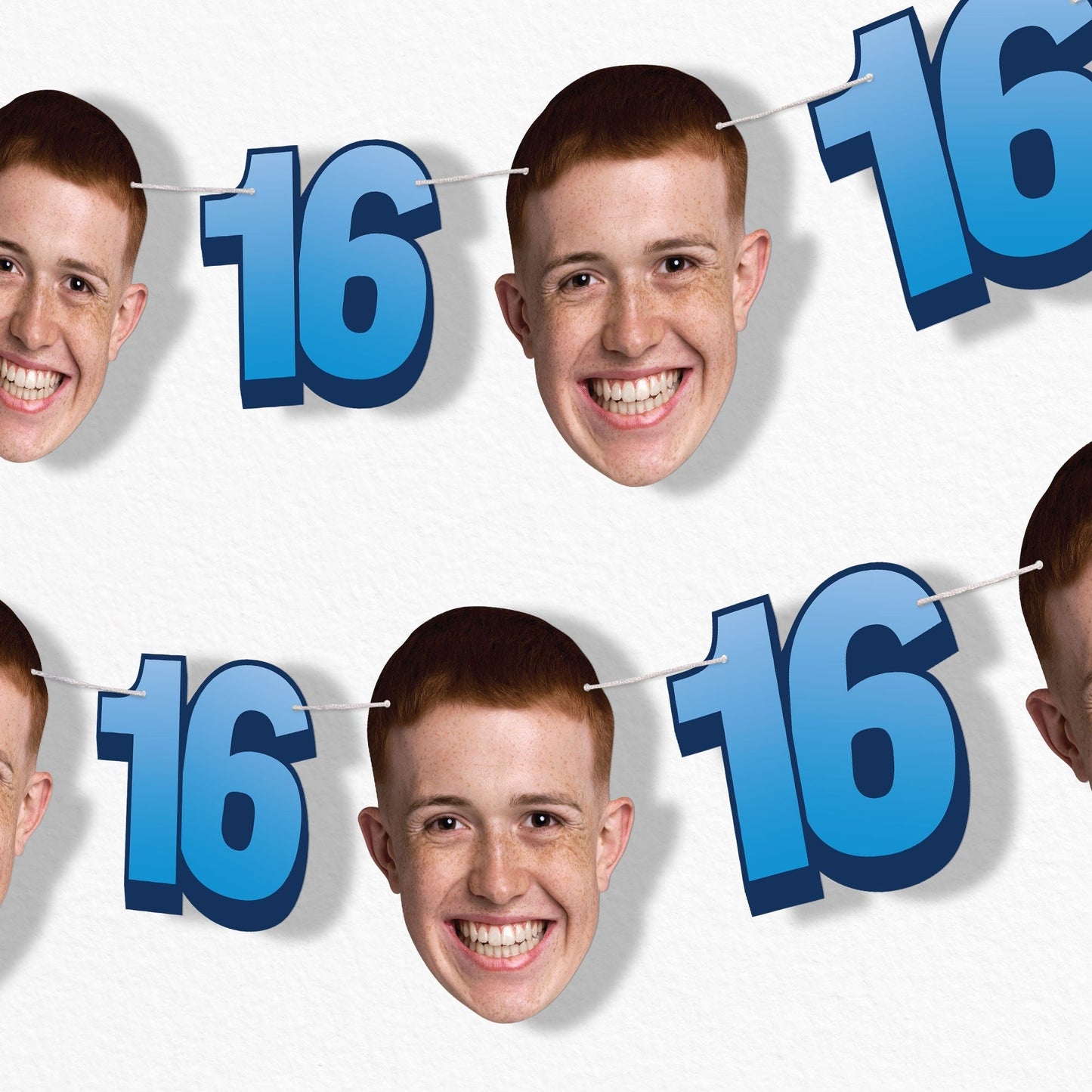Custom Face 16th Birthday Garland Banner