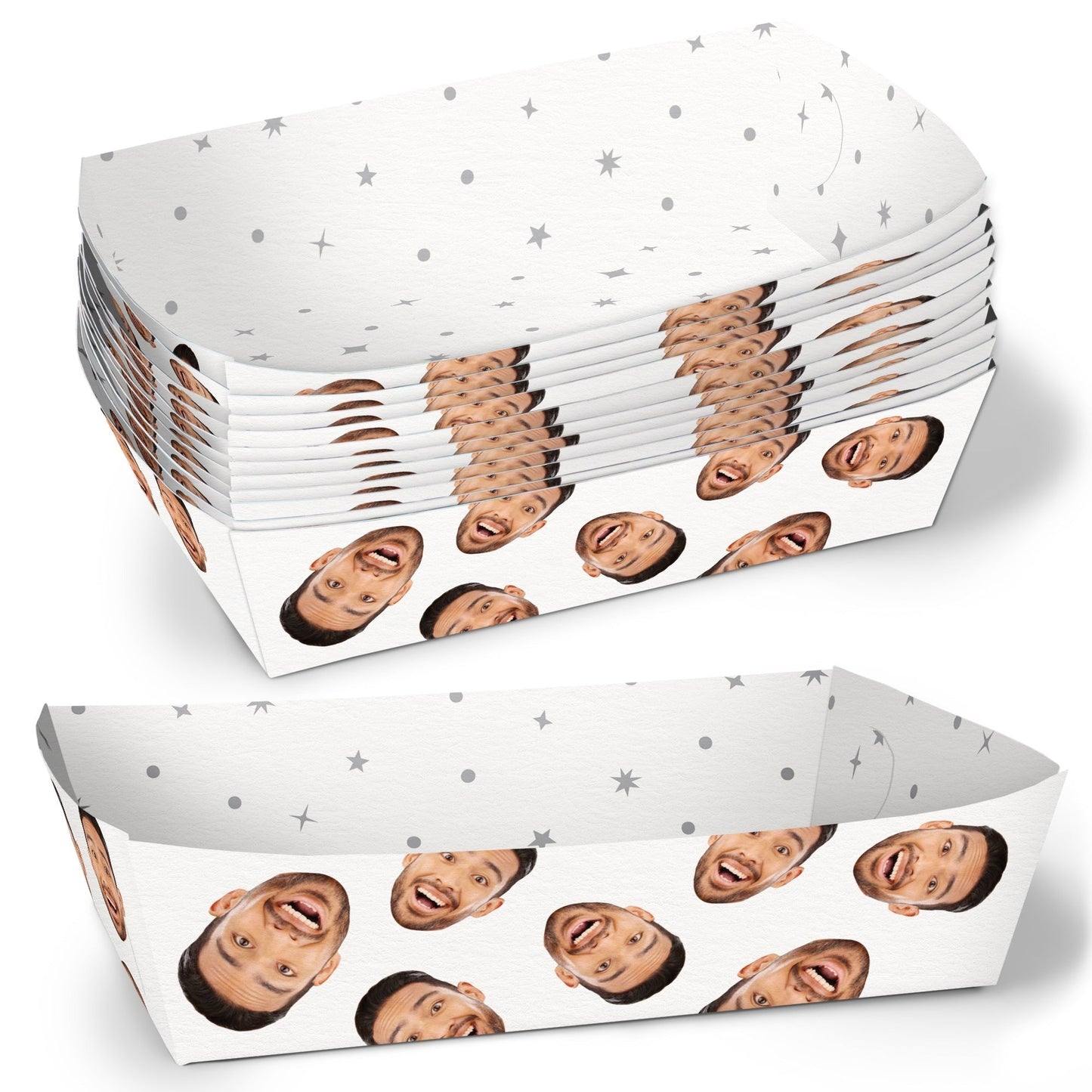 Custom Face Paper Food Trays - 12 Ct