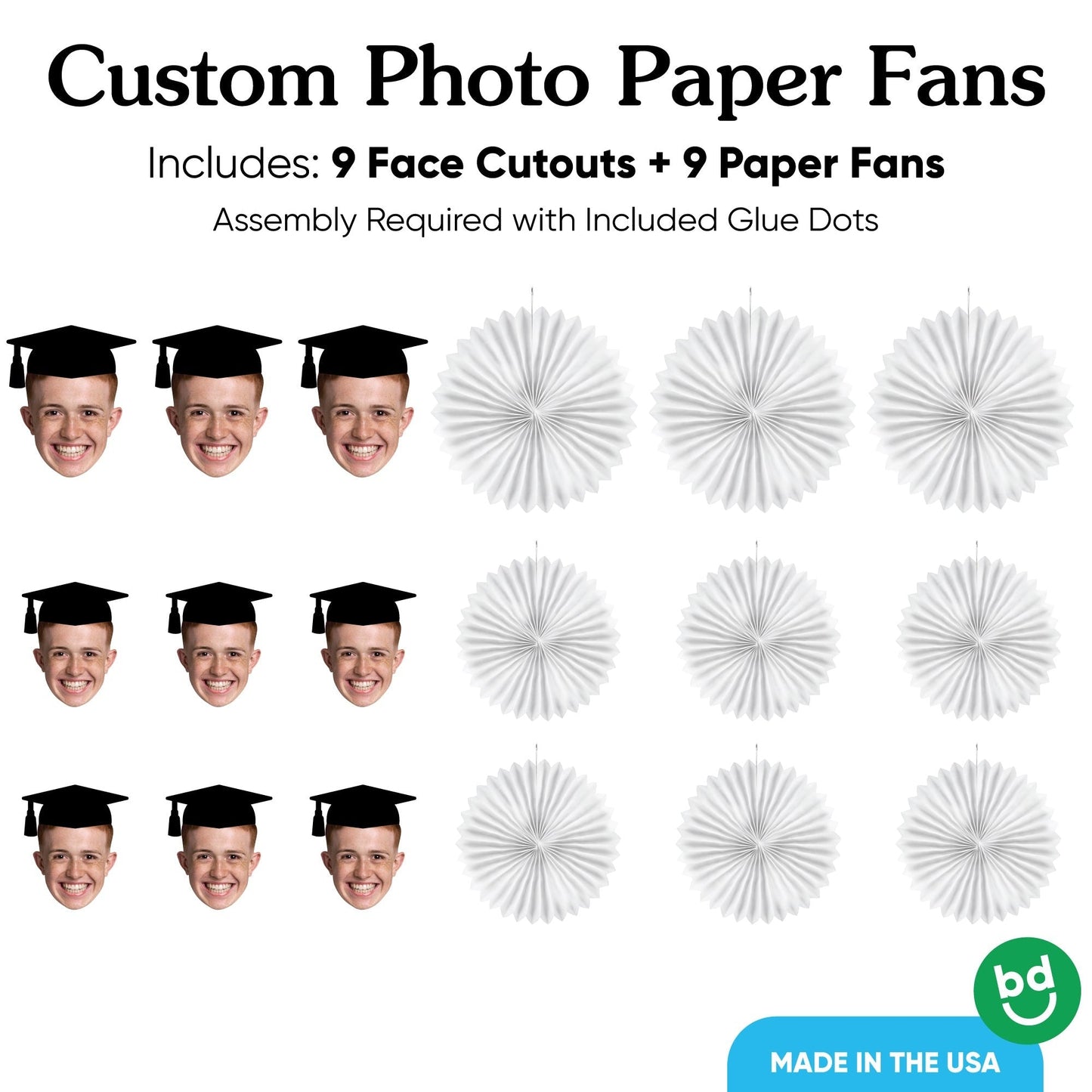 Custom Face Graduation Paper Fans