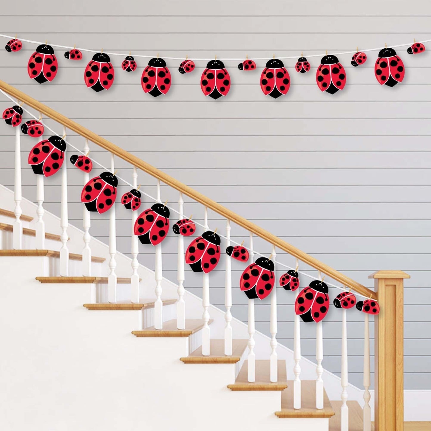 Happy Little Ladybug - Baby Shower or Birthday Party DIY Decorations - Clothespin Garland Banner - 44 Pieces