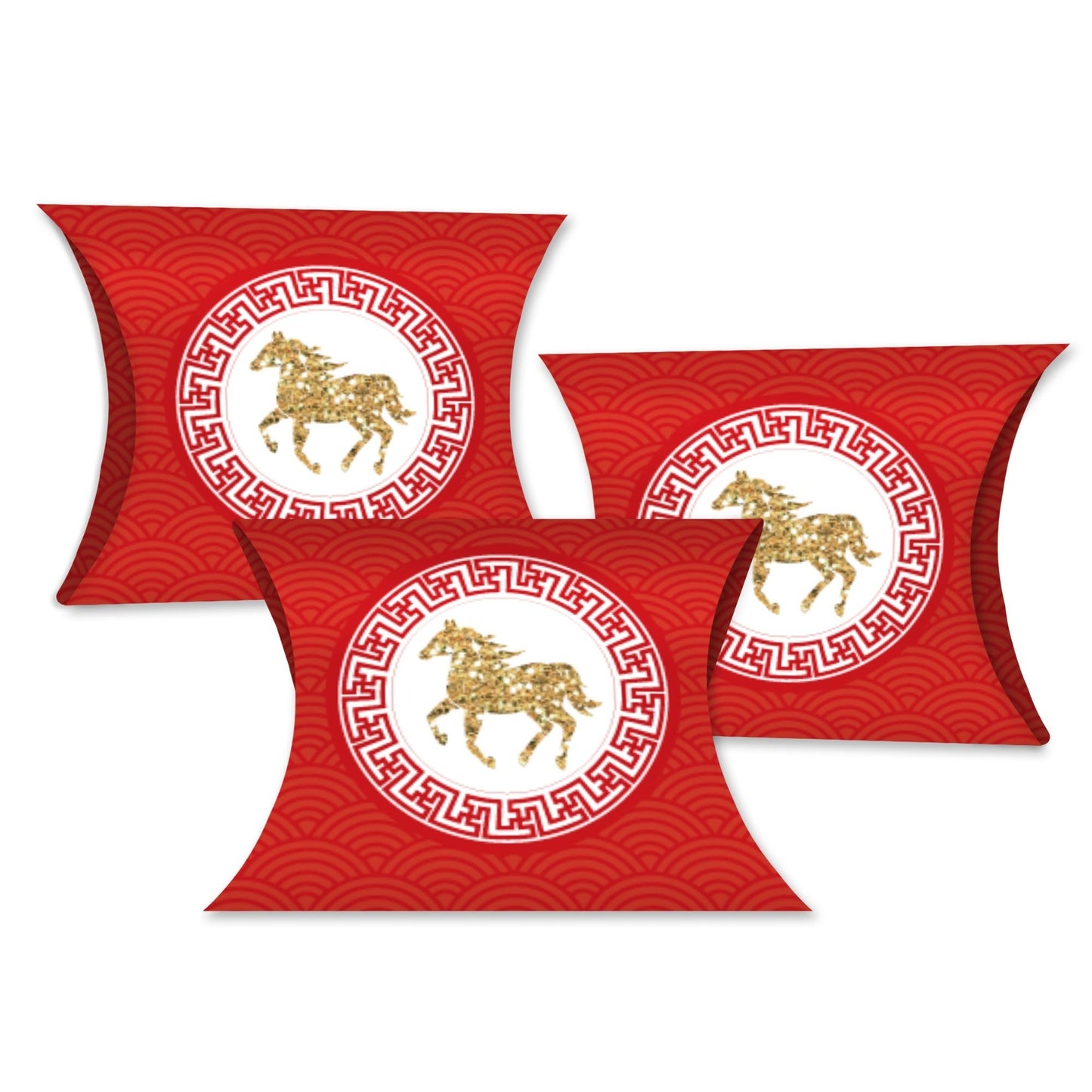 Chinese New Year - Favor Gift Boxes - 2026 Year of the Horse Petite Pillow Boxes - Set of 20