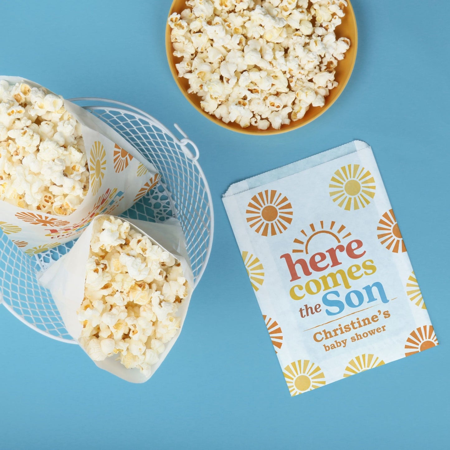 Custom Text Paper Treat Bags - Here Comes The Son - 25 Ct