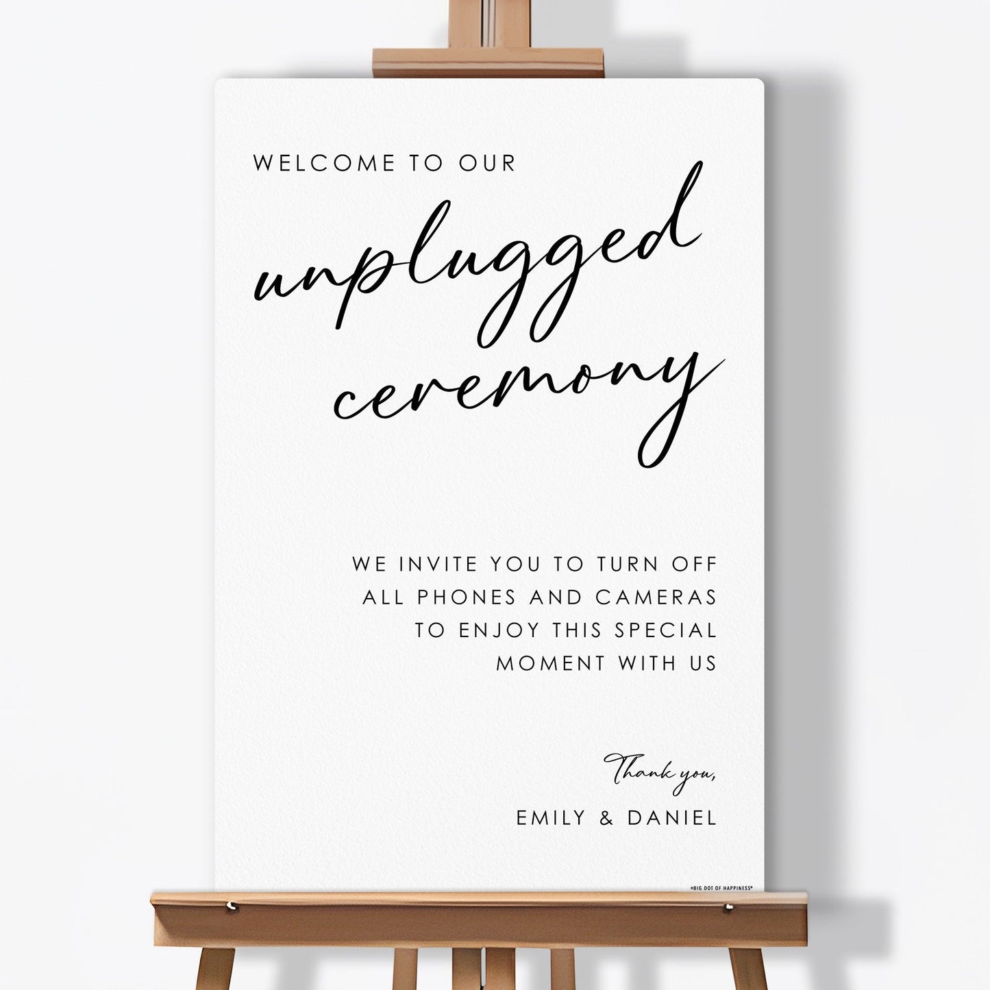 Personalized Text Unplugged Wedding Ceremony Sign (Select Your Size)