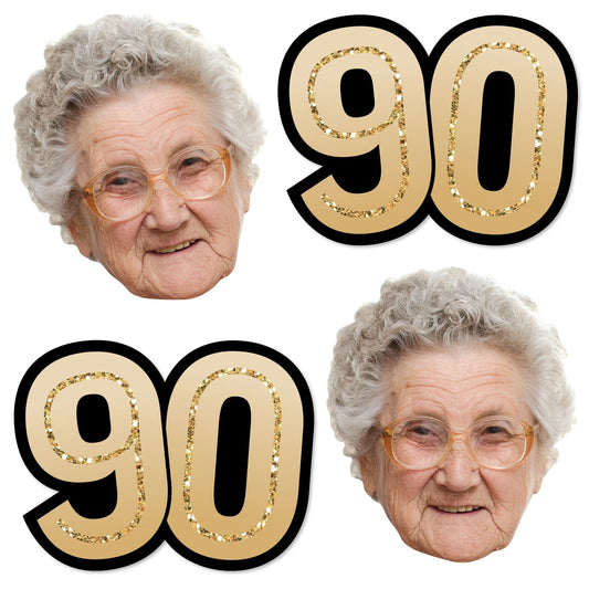 Custom Photo 90th Birthday Face Cutout Essentials - 20 Ct