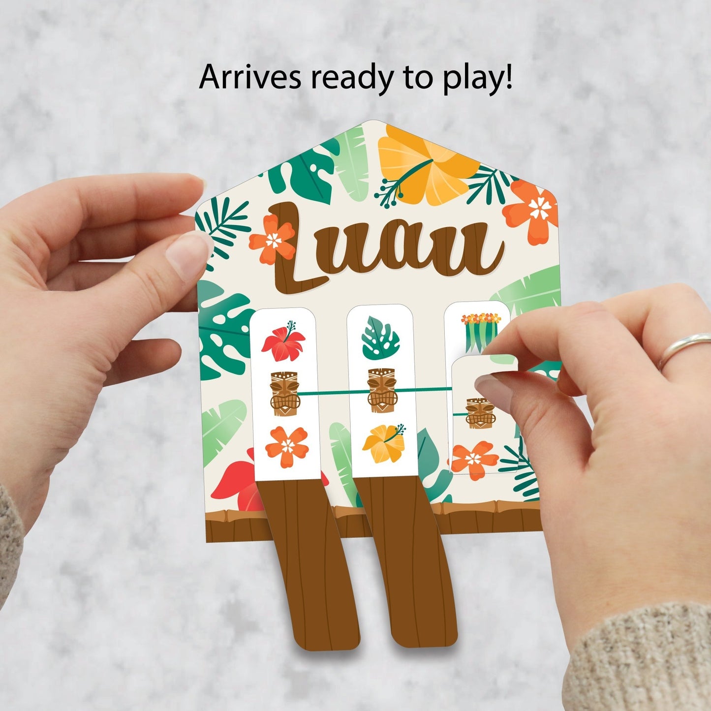 Tropical Luau - Hawaiian Beach Party Game Pickle Cards - Pull Tabs 3-in-a-Row - Set of 12