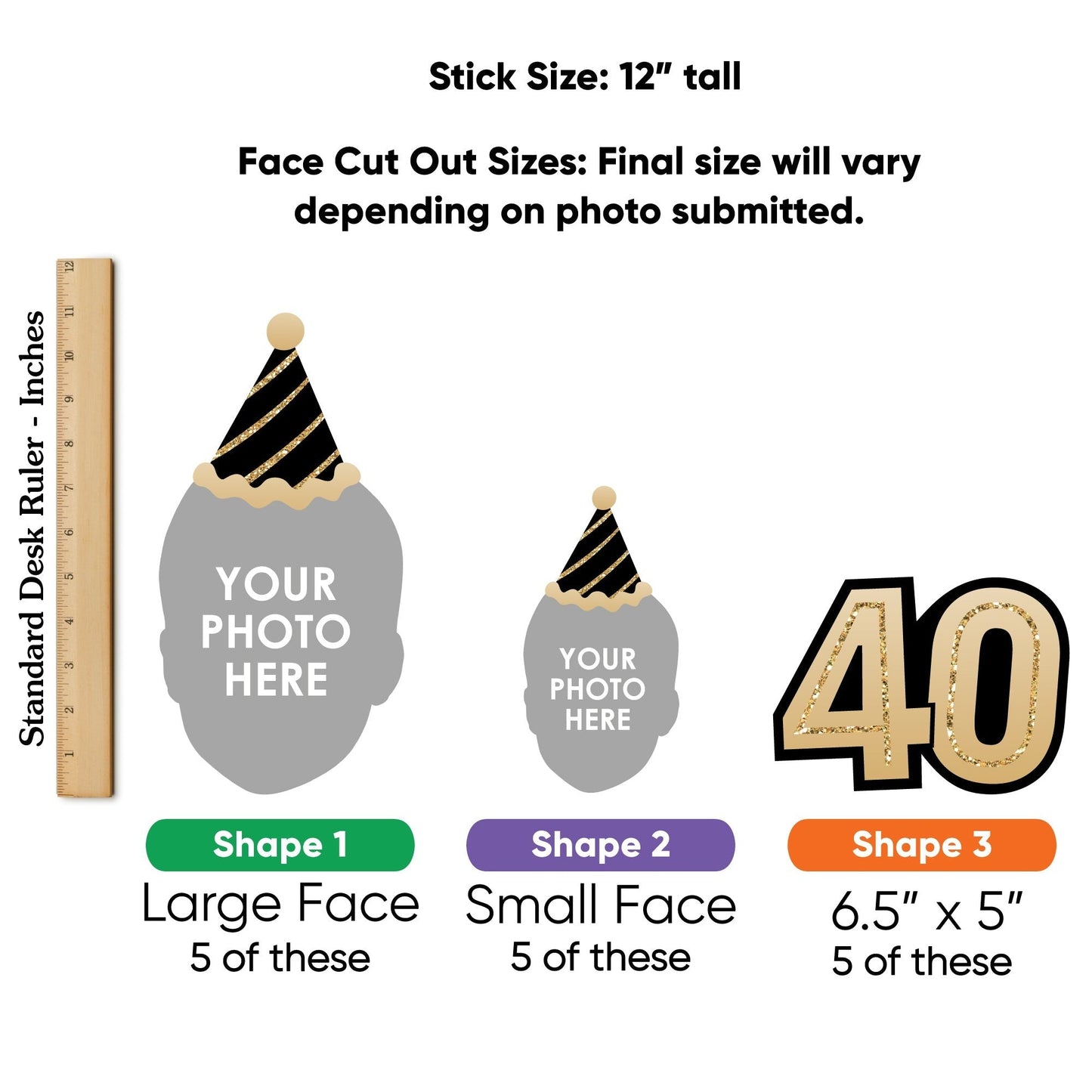 Custom Photo 40th Birthday Table Toppers - 15 Ct