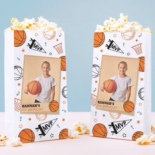 Custom Photo Popcorn Bag - Basketball - 25 Ct