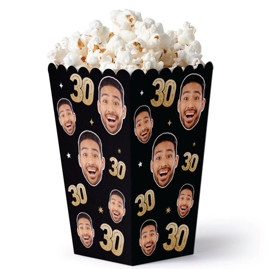 Custom Face 30th Birthday Popcorn Box - 12 Ct
