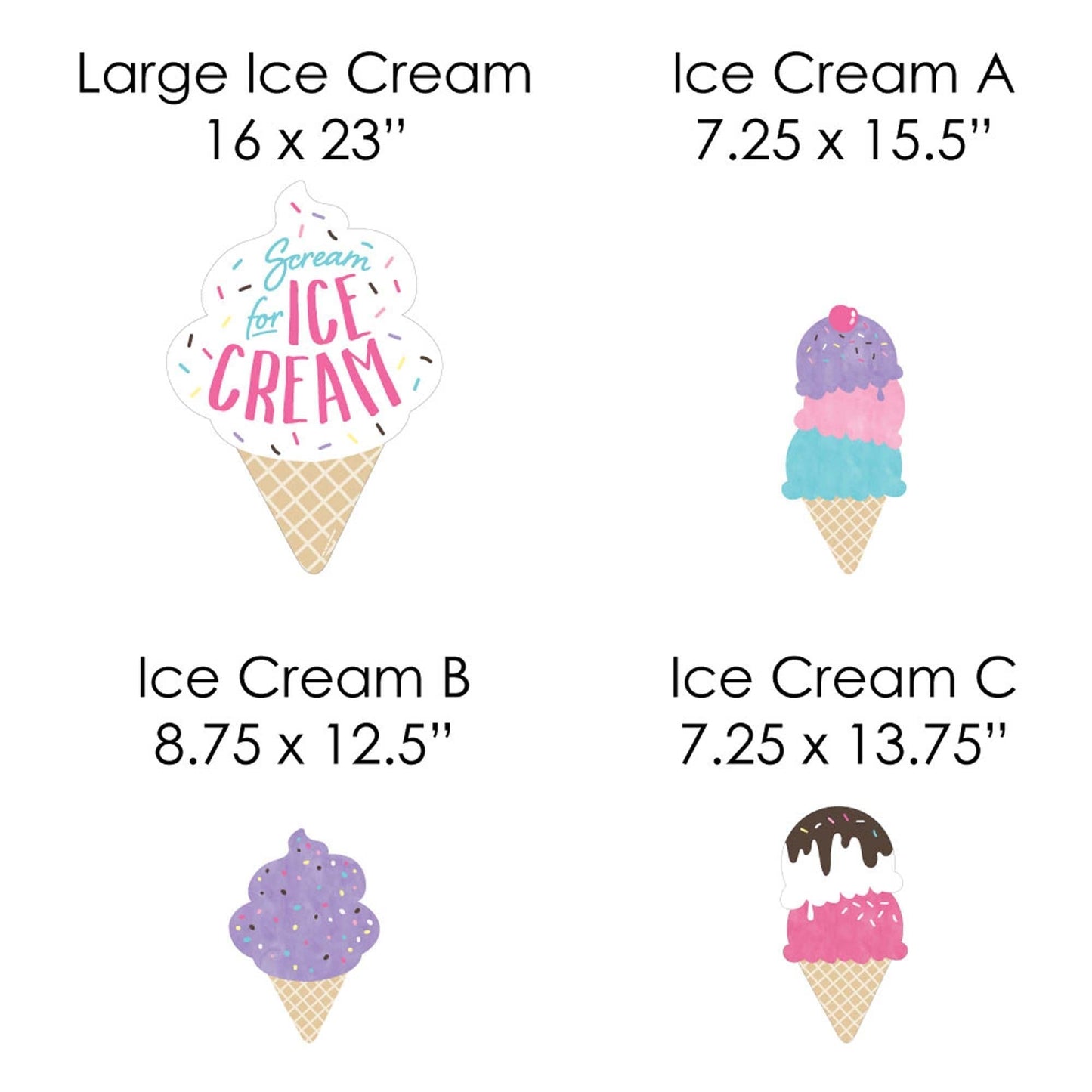 Scoop Up The Fun - Ice Cream - Yard Sign and Outdoor Lawn Decorations - Sprinkles Party Yard Signs - Set of 8