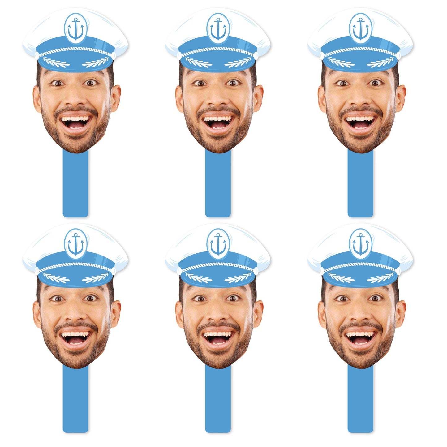 Custom Face Paddles - Nautical Captain Hat - 6 Pc