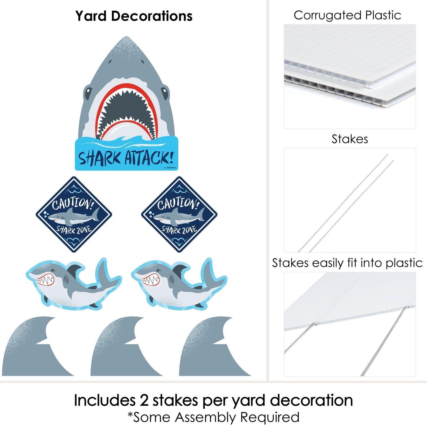 Shark Zone - Yard Sign & Outdoor Lawn Decorations - Jawsome Shark Party or Birthday Party Yard Signs - Set of 8