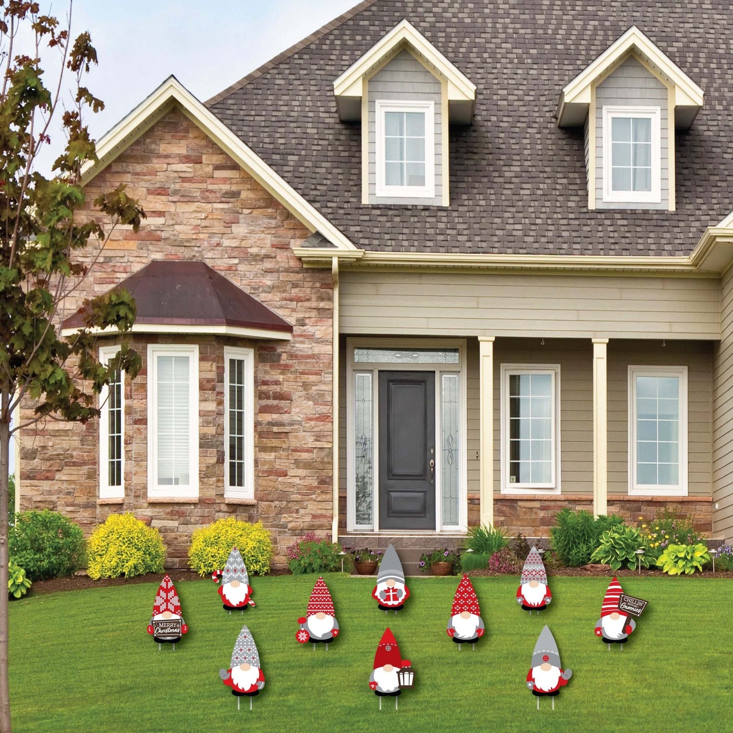 Christmas Gnomes - Lawn Decorations - Outdoor Holiday Party Yard Decorations - 10 Piece