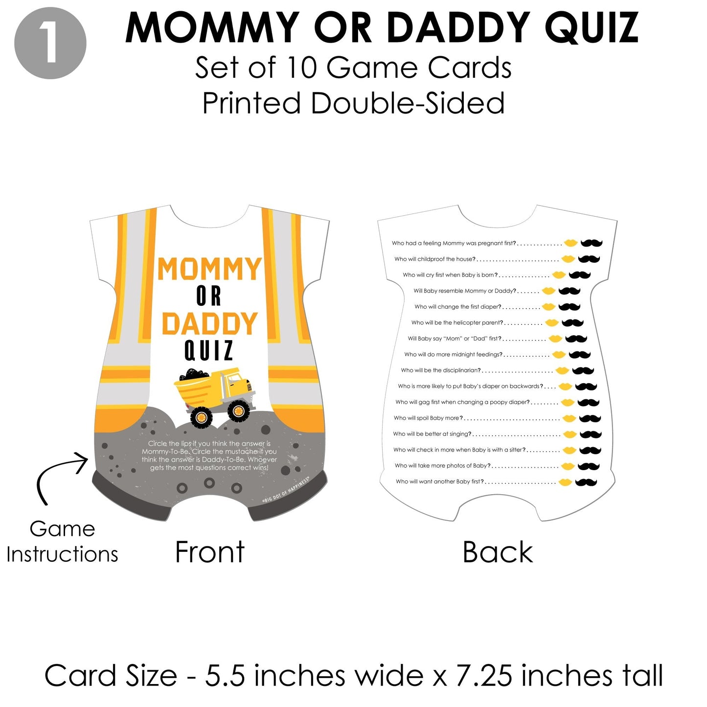 Dig It - Construction Party Zone - 4 Baby Shower Games - 10 Cards Each - Gamerific Bundle