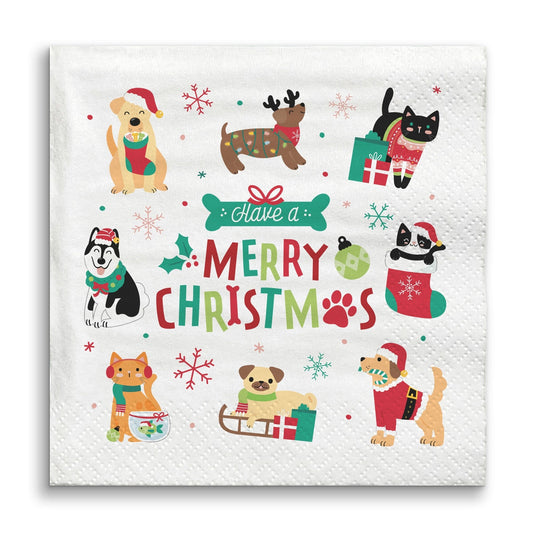 Napkins - Christmas Pets - 24 Ct