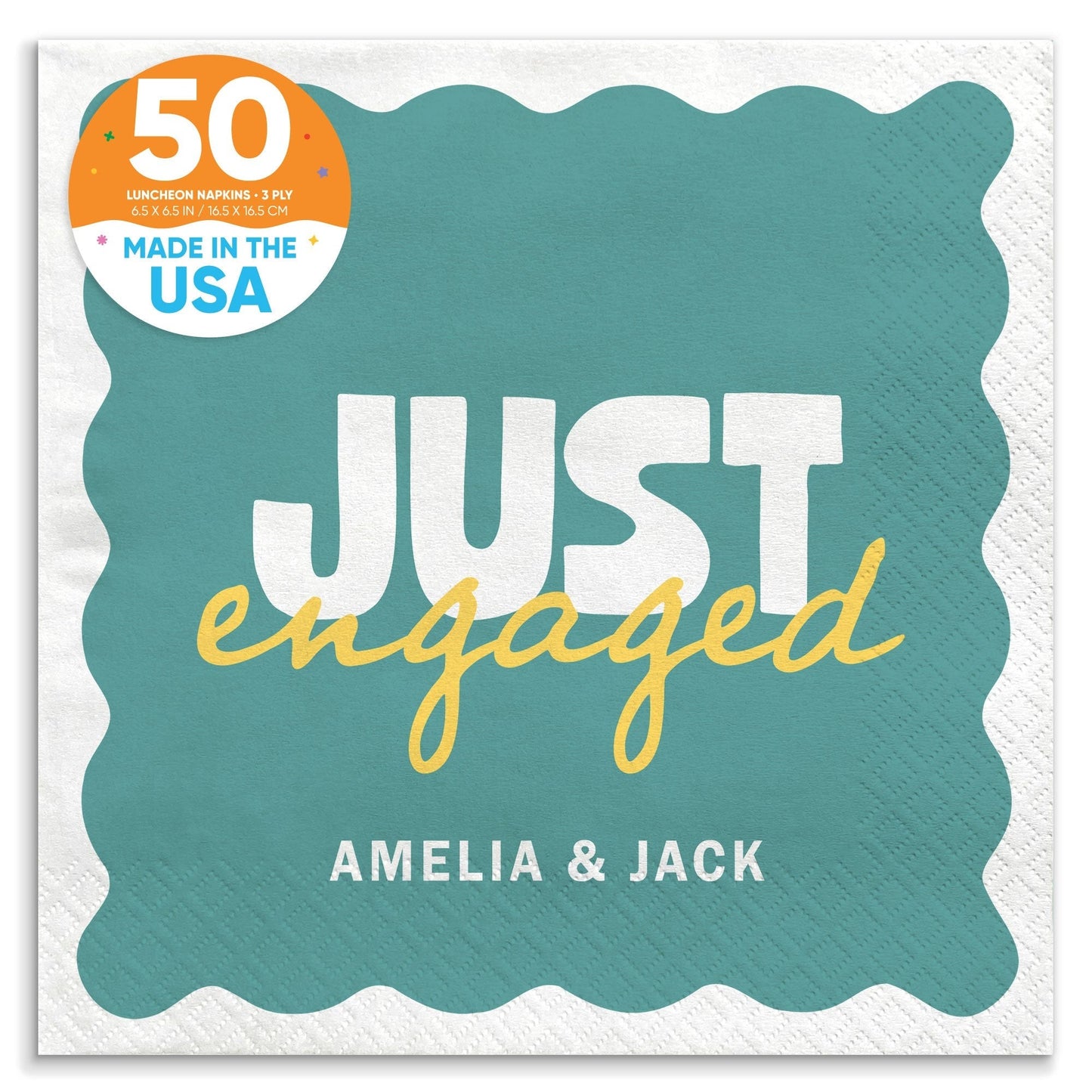 Custom Text Napkins - Wavy Just Engaged