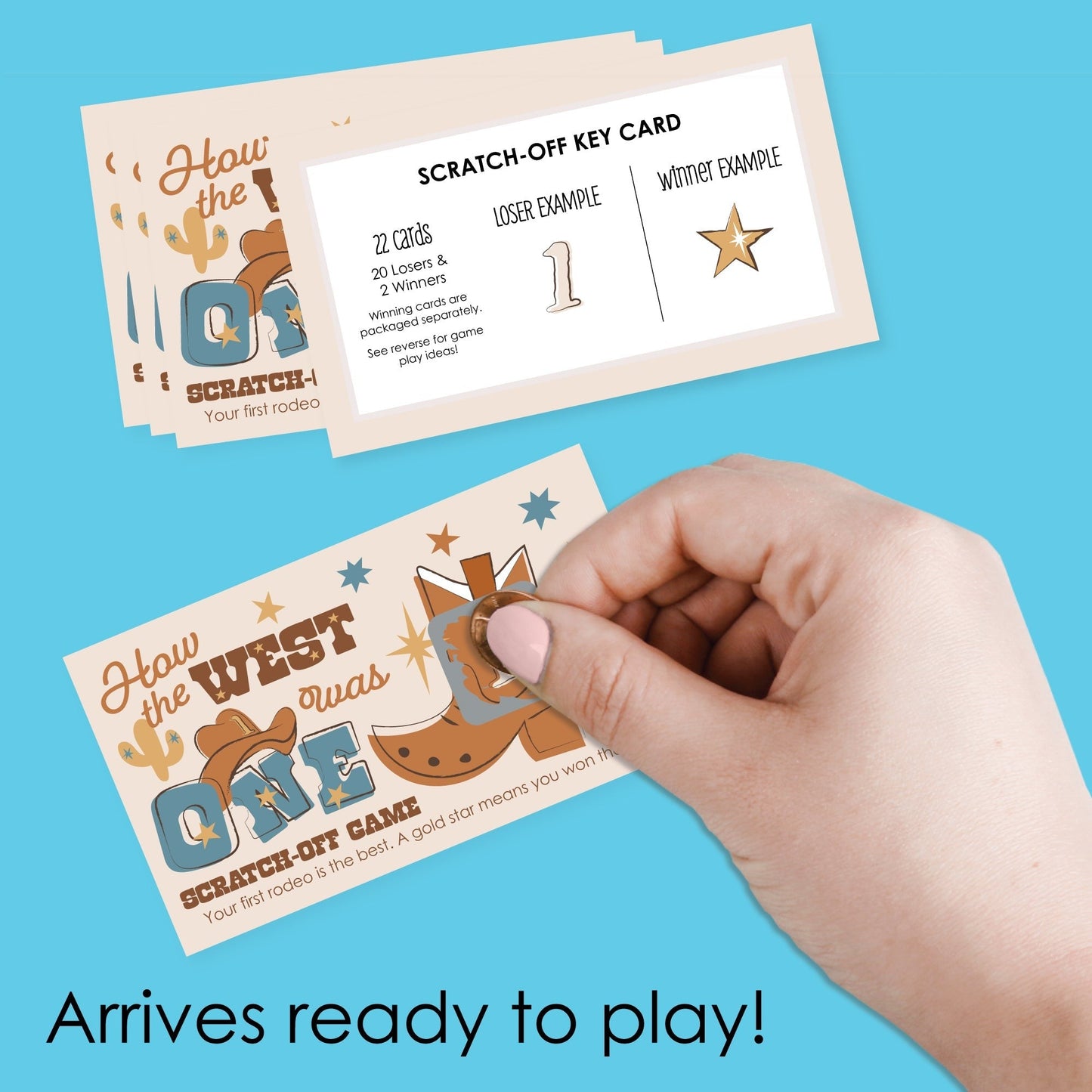 My First Rodeo - Little Cowboy 1st Birthday Party Game Scratch Off Cards - 22 Count