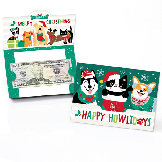 Christmas Pets - Cats and Dogs Holiday Party Money And Gift Card Holders - Set of 8