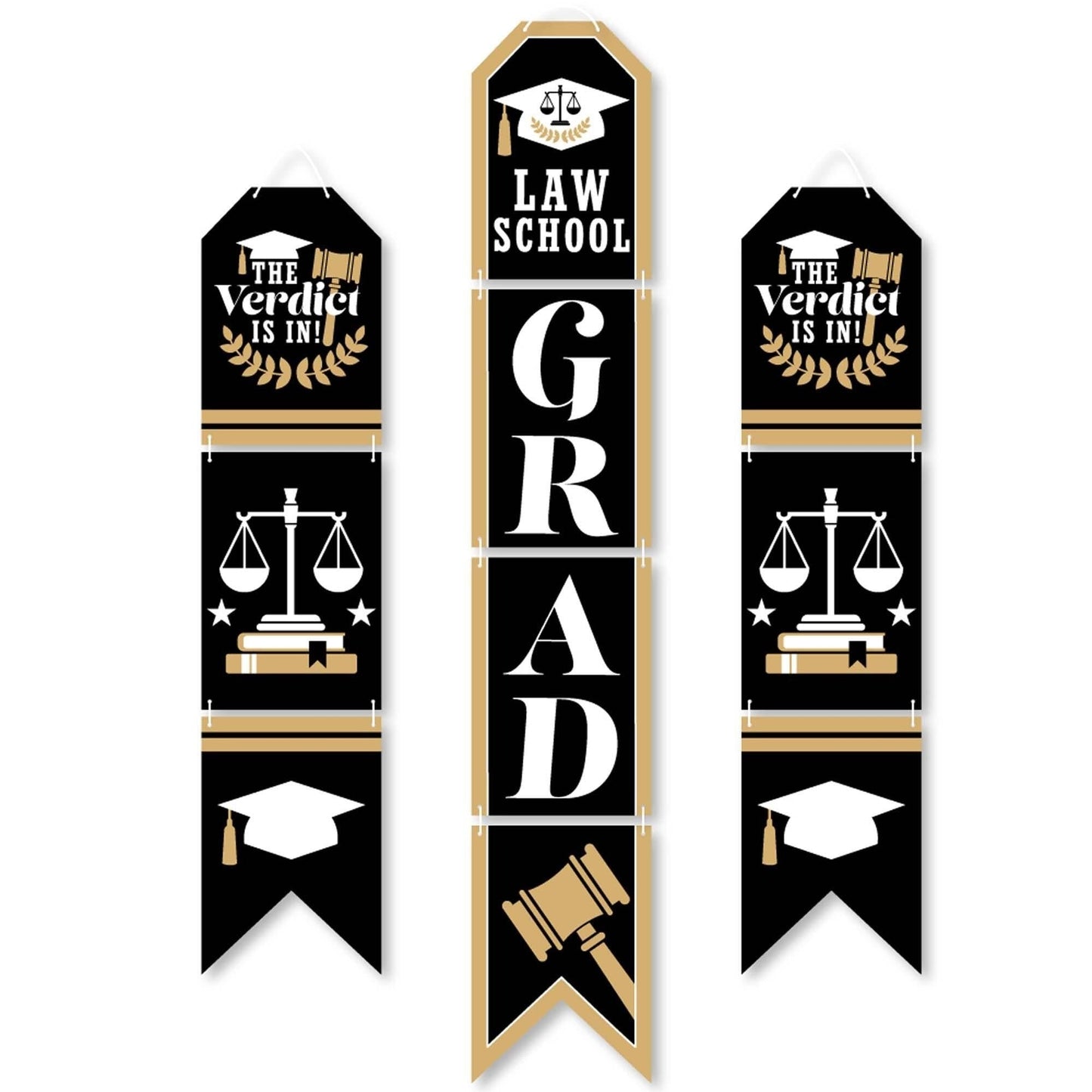 Law School Grad - Hanging Vertical Paper Door Banners - Future Lawyer Graduation Party Wall Decoration Kit - Indoor Door Decor