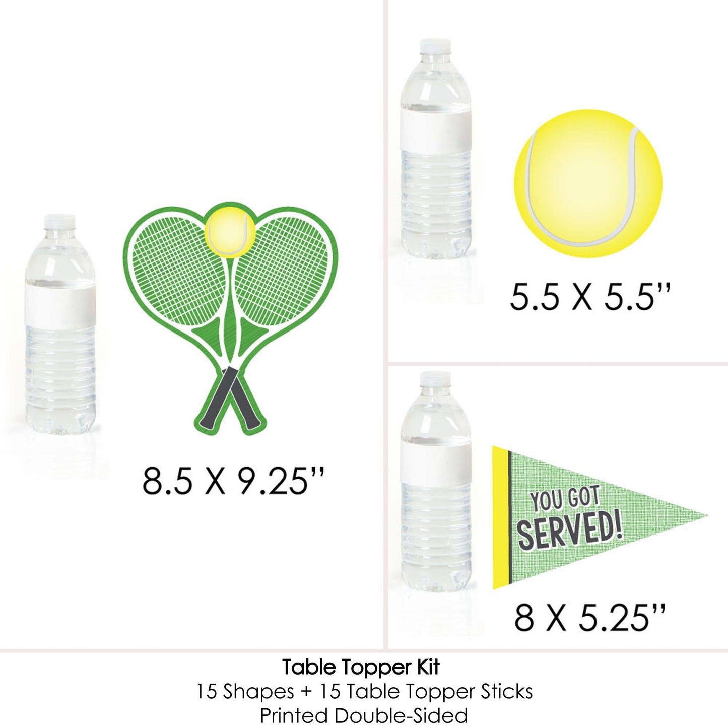 You Got Served - Tennis - Baby Shower or Tennis Ball Birthday Party Centerpiece Sticks - Table Toppers - Set of 15