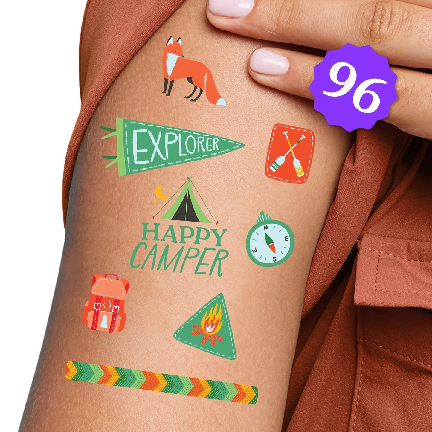 Camping Temporary Tattoos - 96 Ct