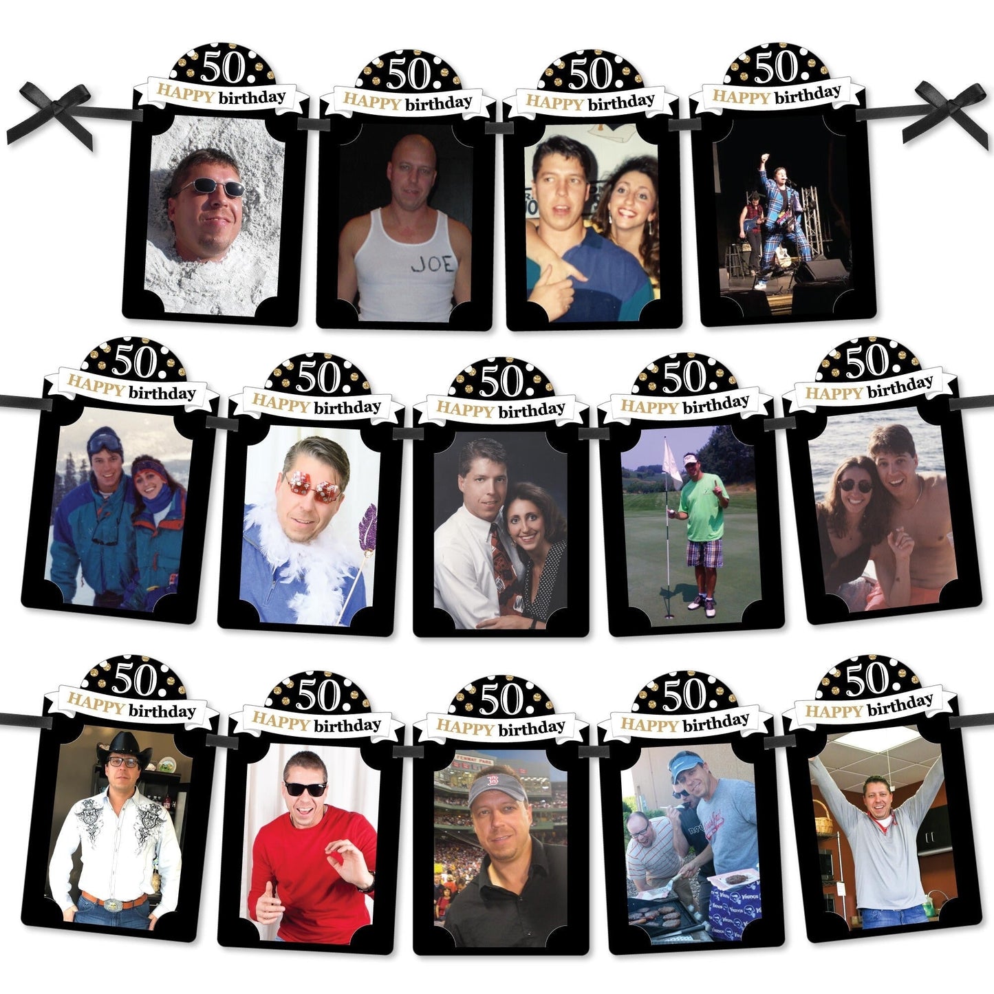 Adult 50th Birthday - Gold - DIY Birthday Party Decor - Picture Display - Photo Banner