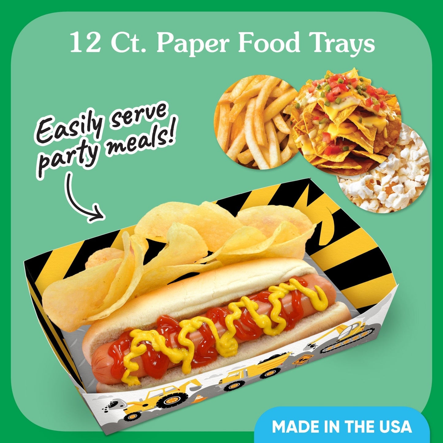 Construction Party Paper Food Trays