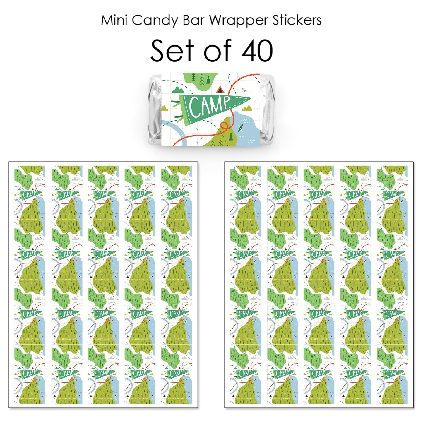 Camping Mini Candy Bar Wrapper Stickers - 40 Ct
