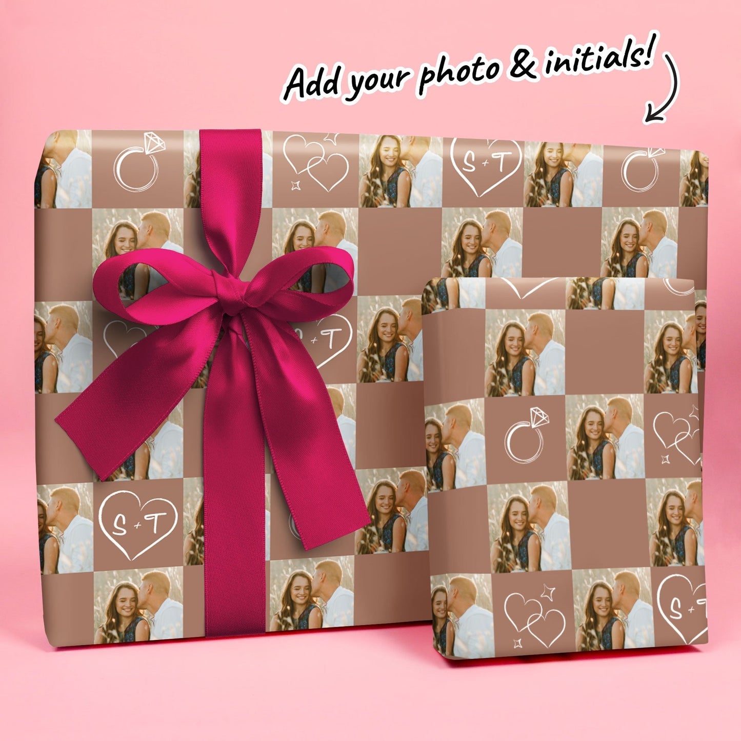 Custom Photo Wrapping Paper - Mocha Brown Wedding Rings